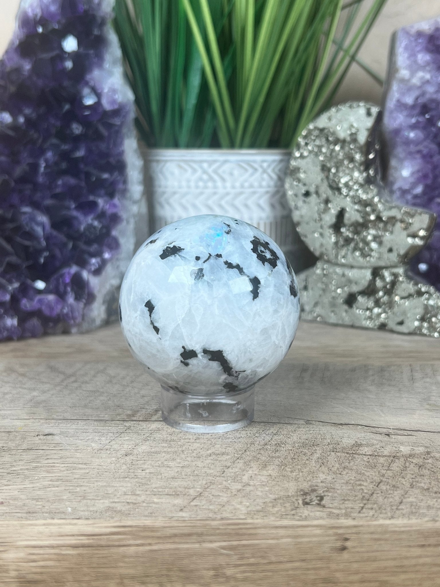 Rainbow Moonstone Sphere 60mm (2.36") - Purple Door Alchemy