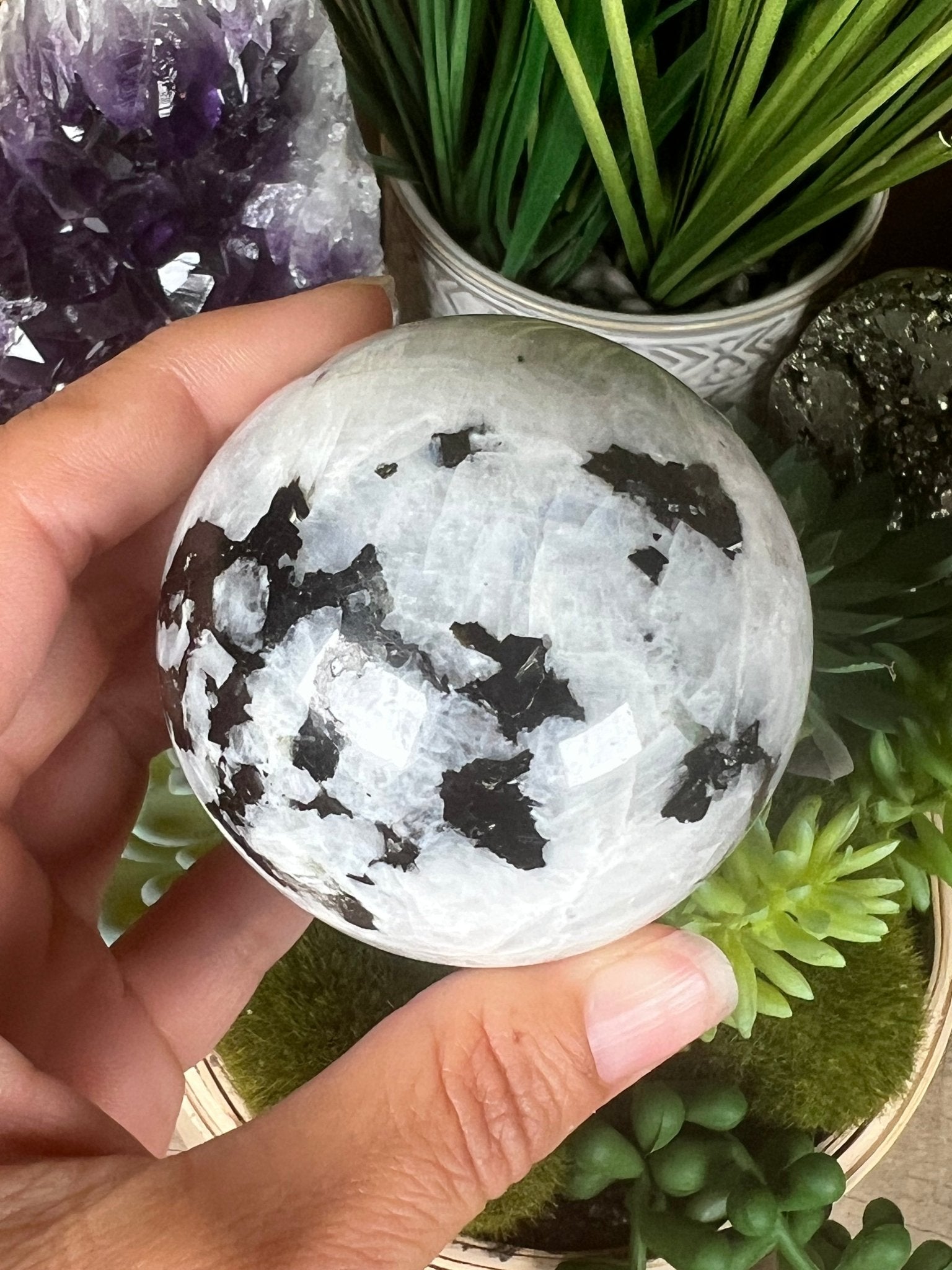 Rainbow Moonstone Sphere 60mm (2.36") - Purple Door Alchemy