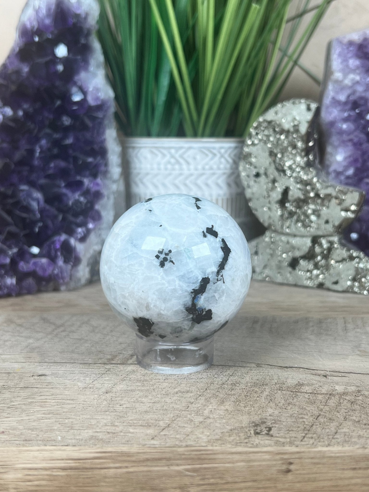 Rainbow Moonstone Sphere 60mm (2.36") - Purple Door Alchemy