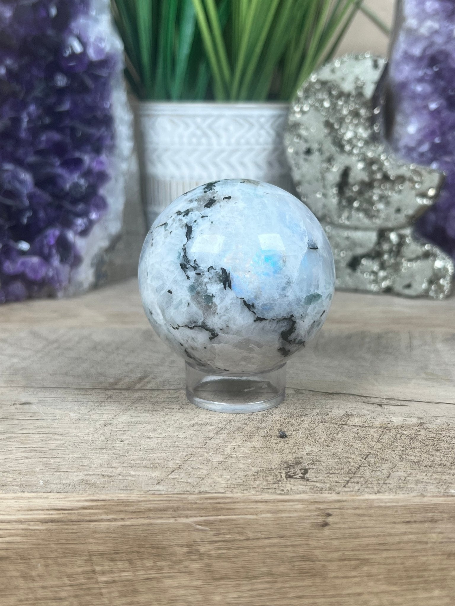 Rainbow Moonstone Sphere 60mm (2.36") - Purple Door Alchemy