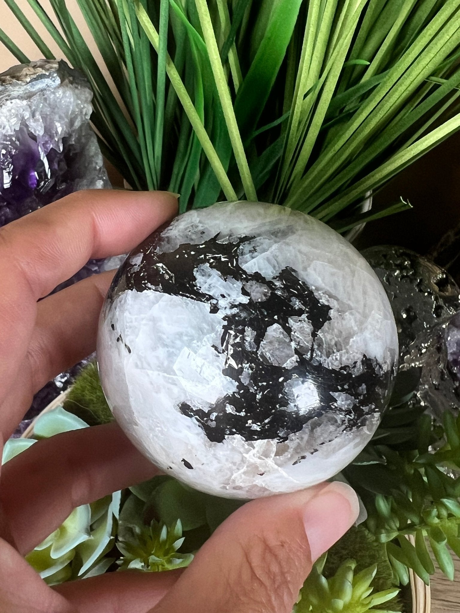 Rainbow Moonstone Sphere 61mm (2.4") - Purple Door Alchemy