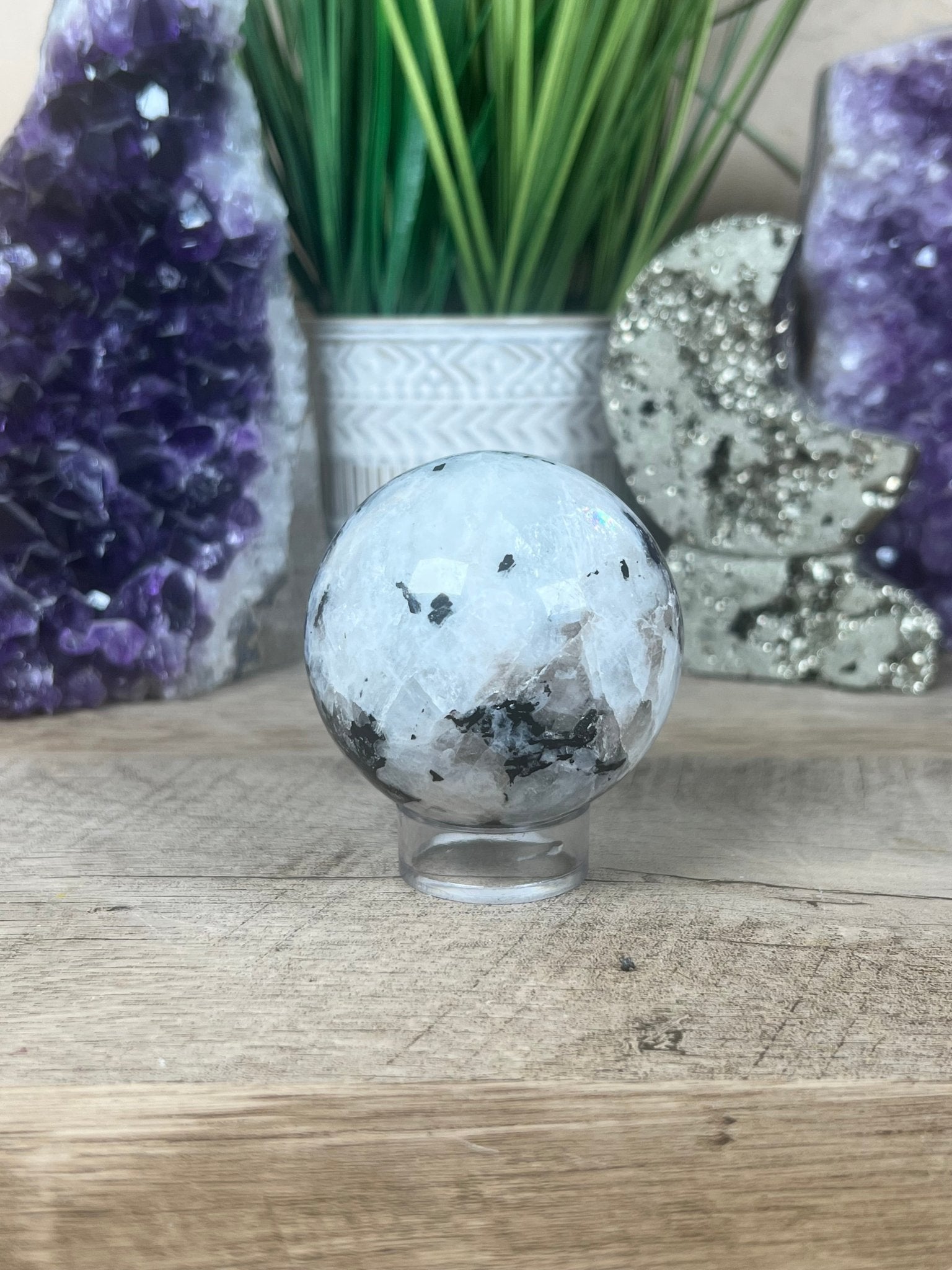 Rainbow Moonstone Sphere 61mm (2.4") - Purple Door Alchemy