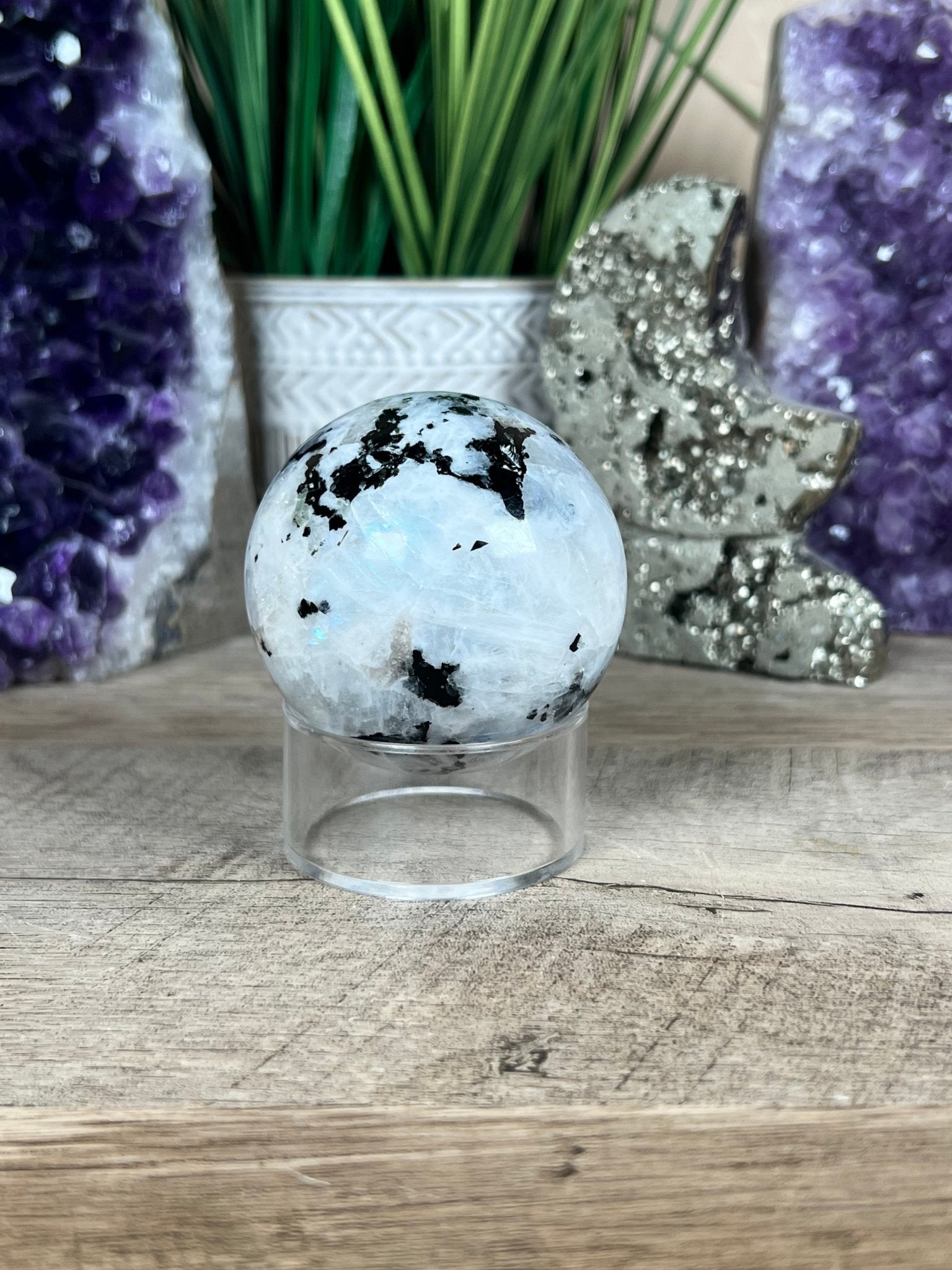 Rainbow Moonstone Sphere 61mm (2.4") - Purple Door Alchemy