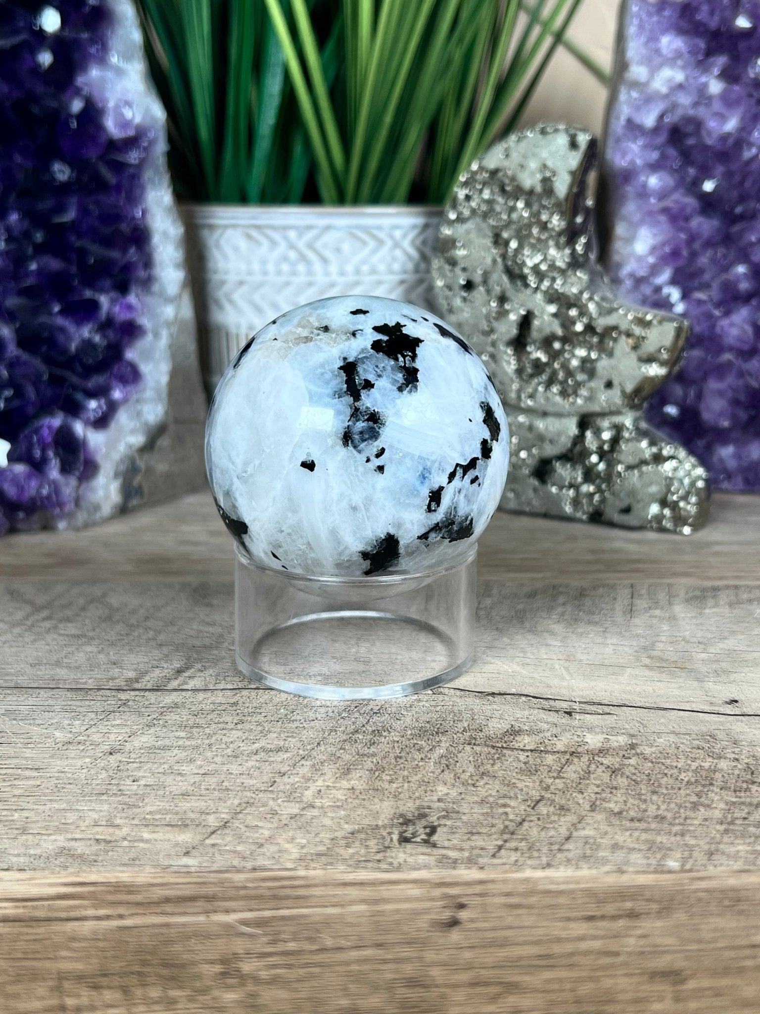 Rainbow Moonstone Sphere 61mm (2.4") - Purple Door Alchemy