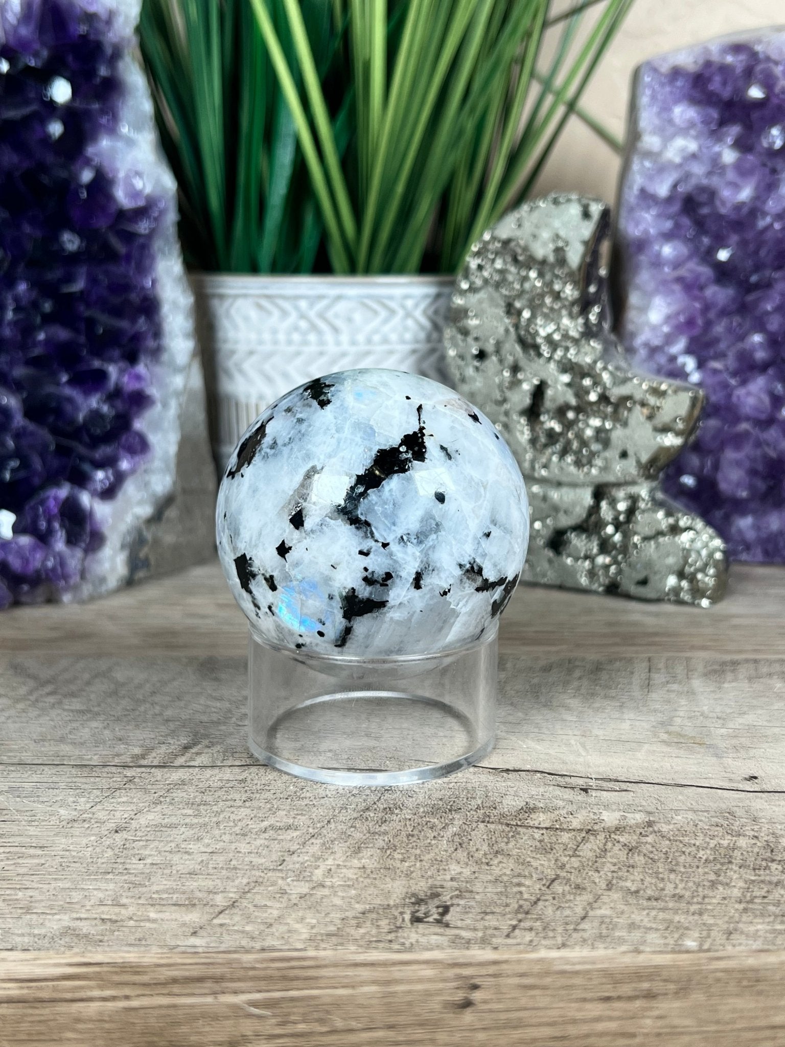 Rainbow Moonstone Sphere 61mm (2.4") - Purple Door Alchemy