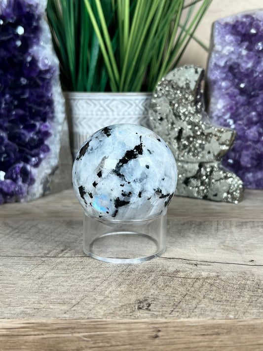 Rainbow Moonstone Sphere 61mm (2.4") - Purple Door Alchemy