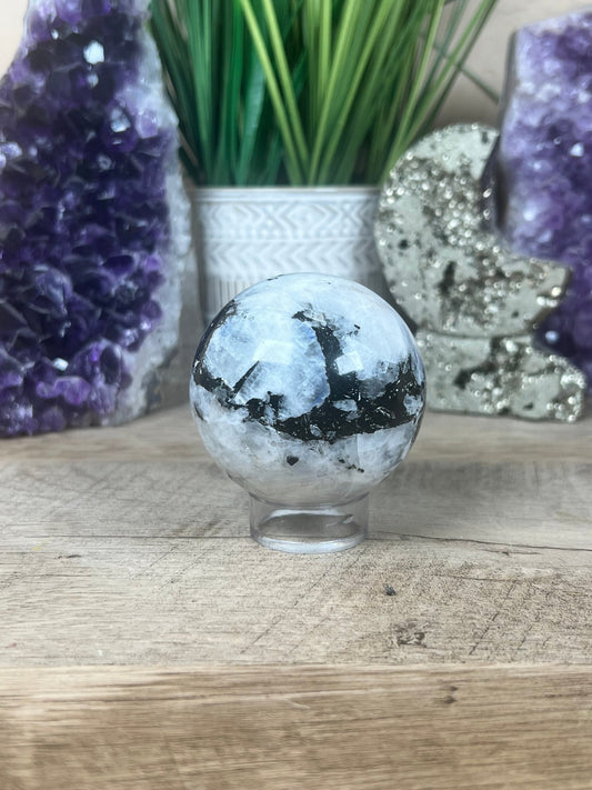 Rainbow Moonstone Sphere 61mm (2.4") - Purple Door Alchemy