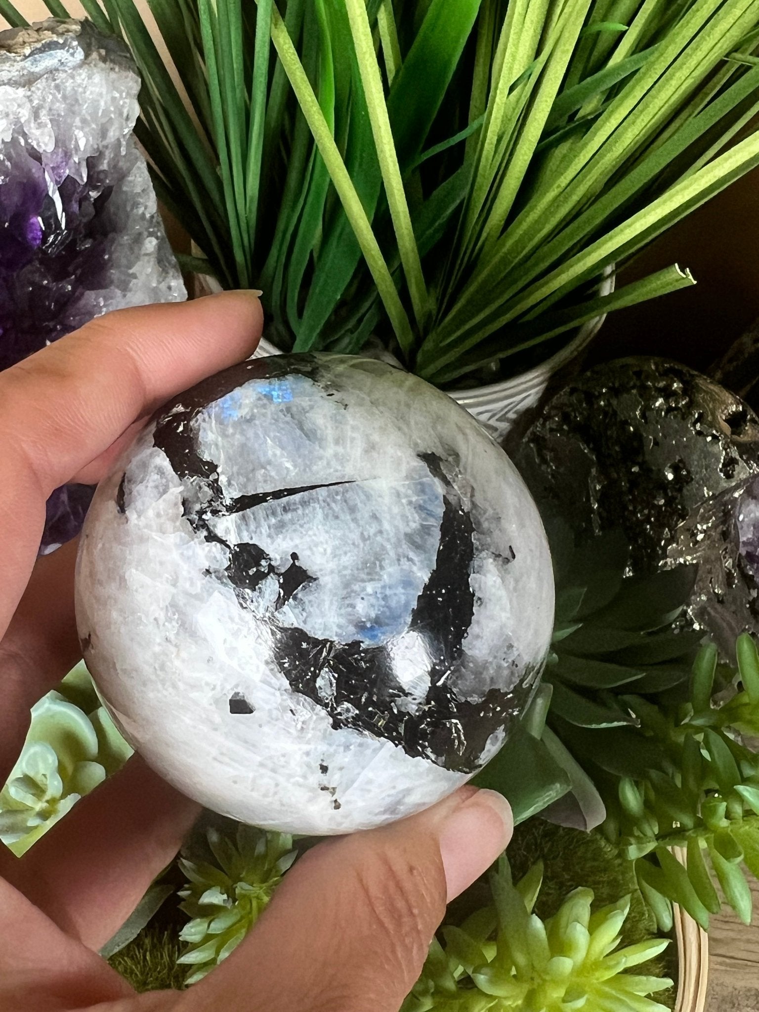 Rainbow Moonstone Sphere 61mm (2.4") - Purple Door Alchemy