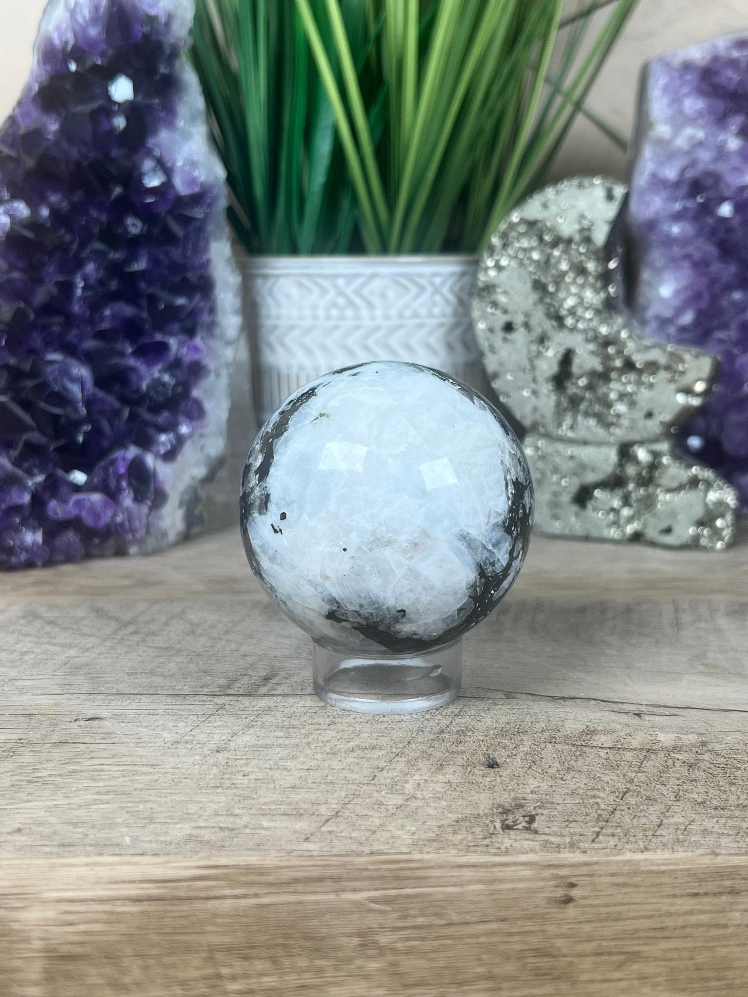 Rainbow Moonstone Sphere 61mm (2.4") - Purple Door Alchemy