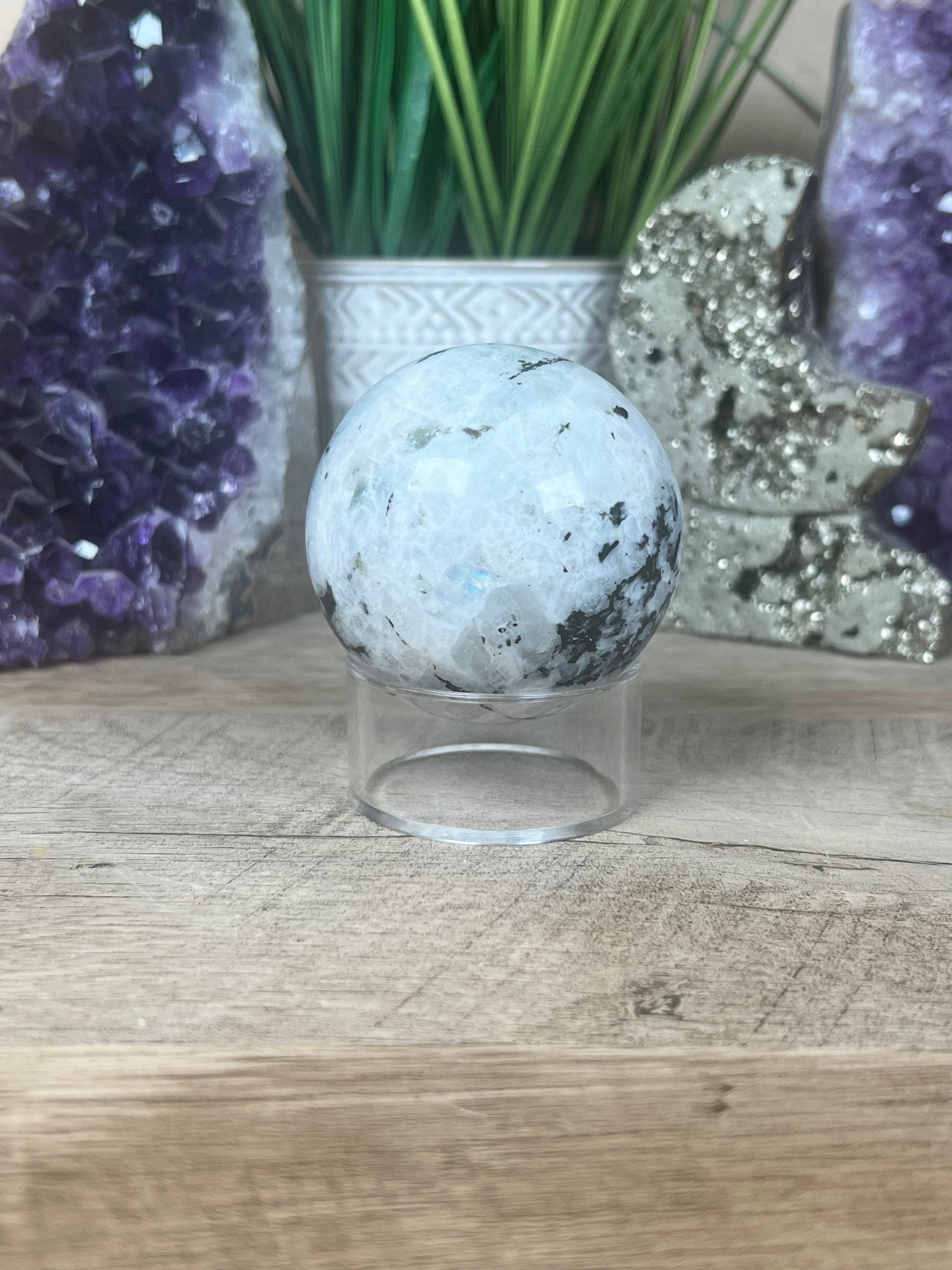 Rainbow Moonstone Sphere 62mm (2.47") - Purple Door Alchemy