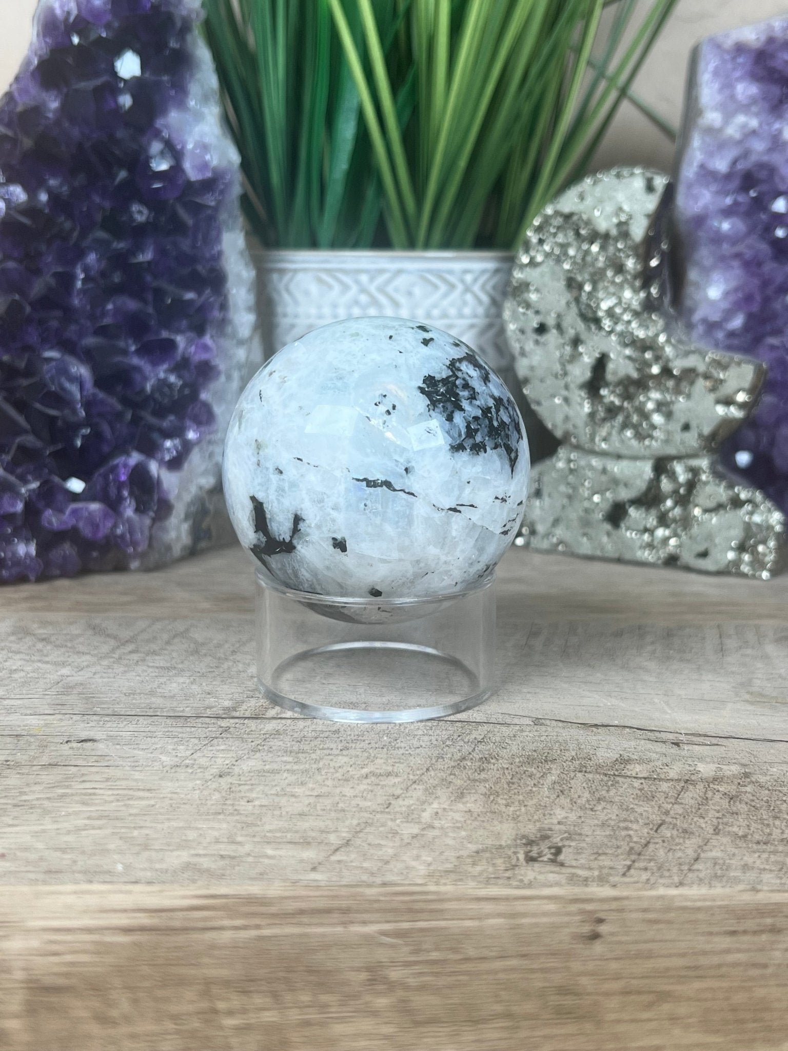 Rainbow Moonstone Sphere 62mm (2.47") - Purple Door Alchemy