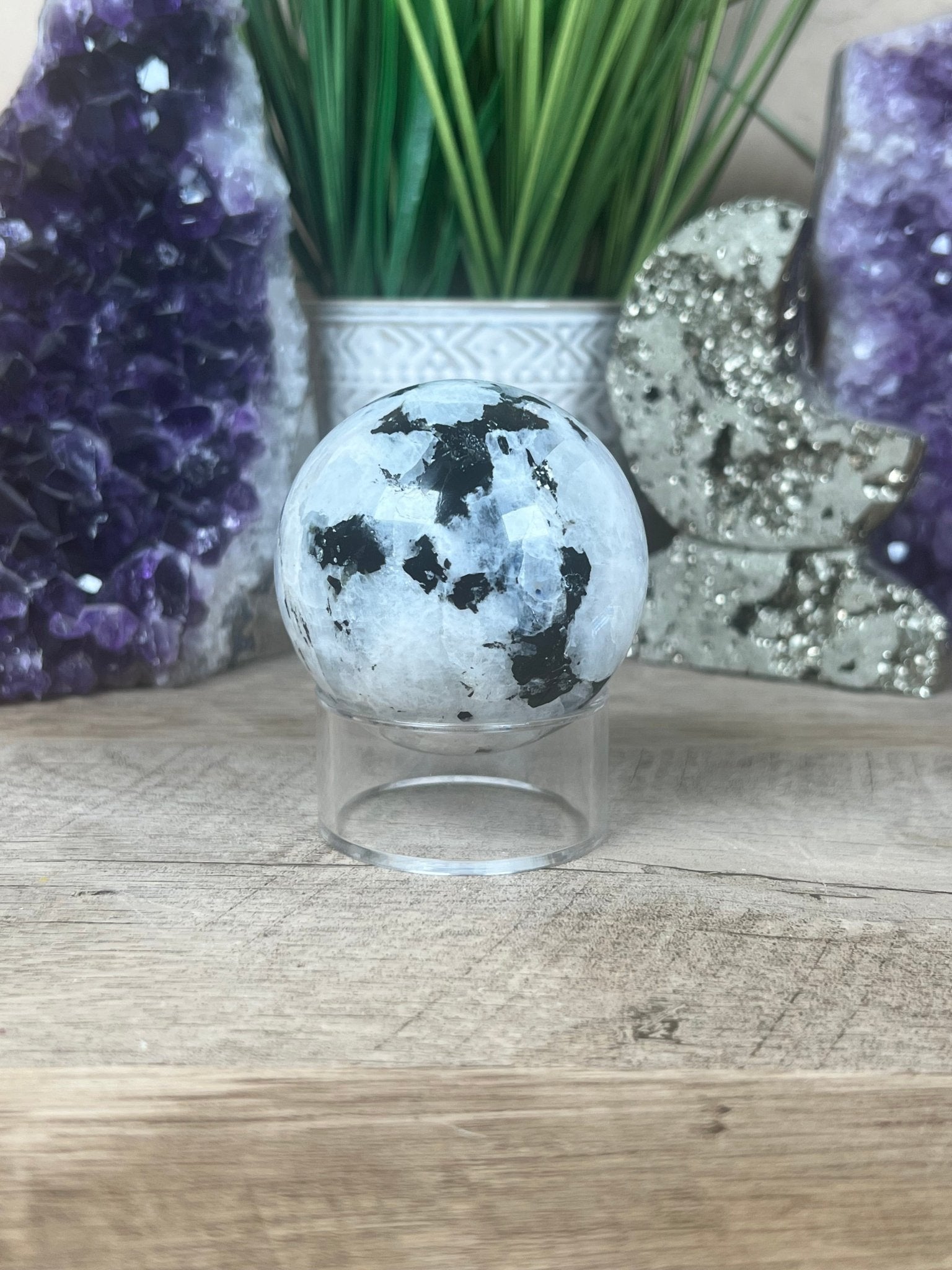 Rainbow Moonstone Sphere 62mm (2.47") - Purple Door Alchemy