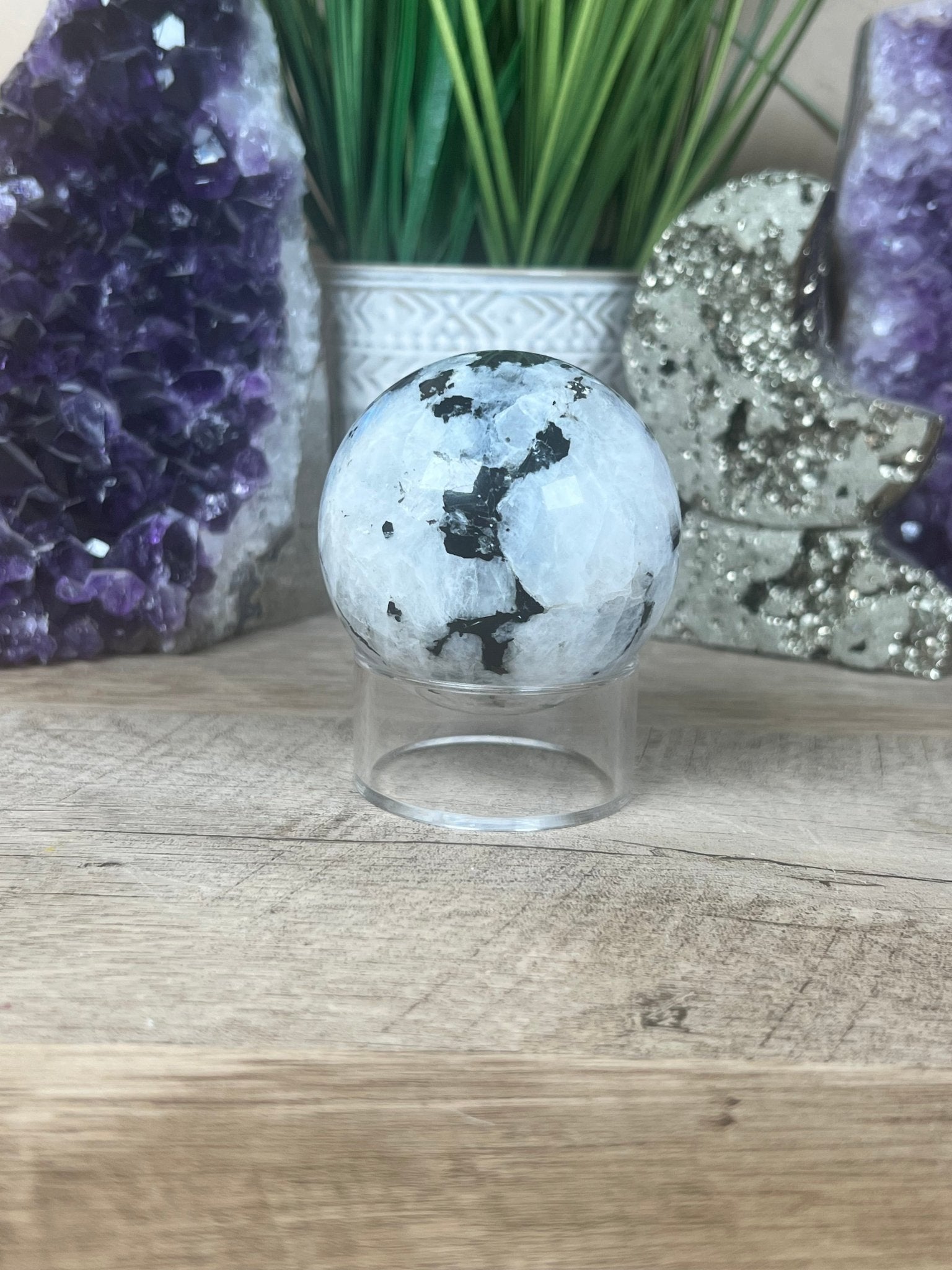 Rainbow Moonstone Sphere 62mm (2.47") - Purple Door Alchemy