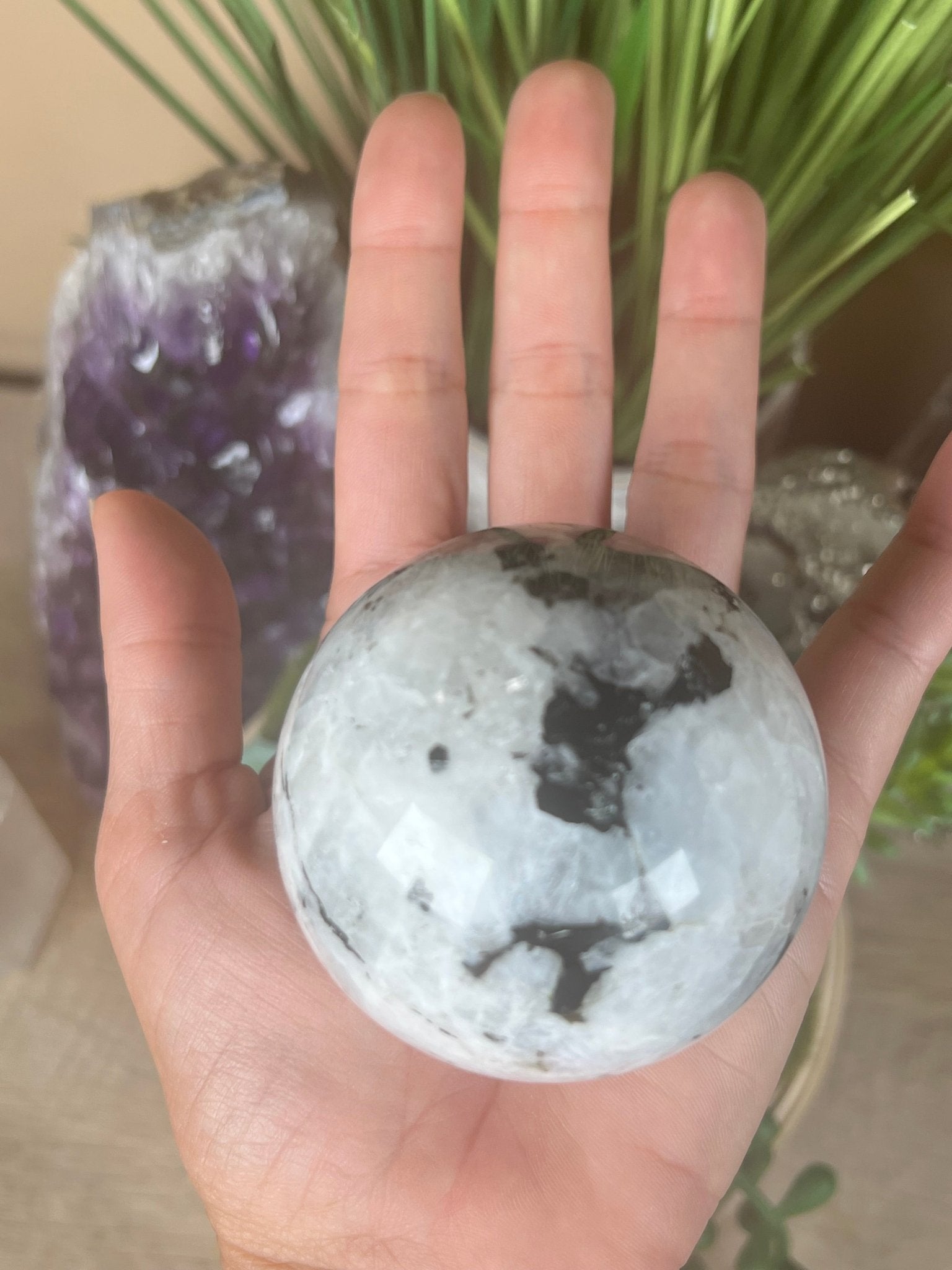 Rainbow Moonstone Sphere 62mm (2.47") - Purple Door Alchemy