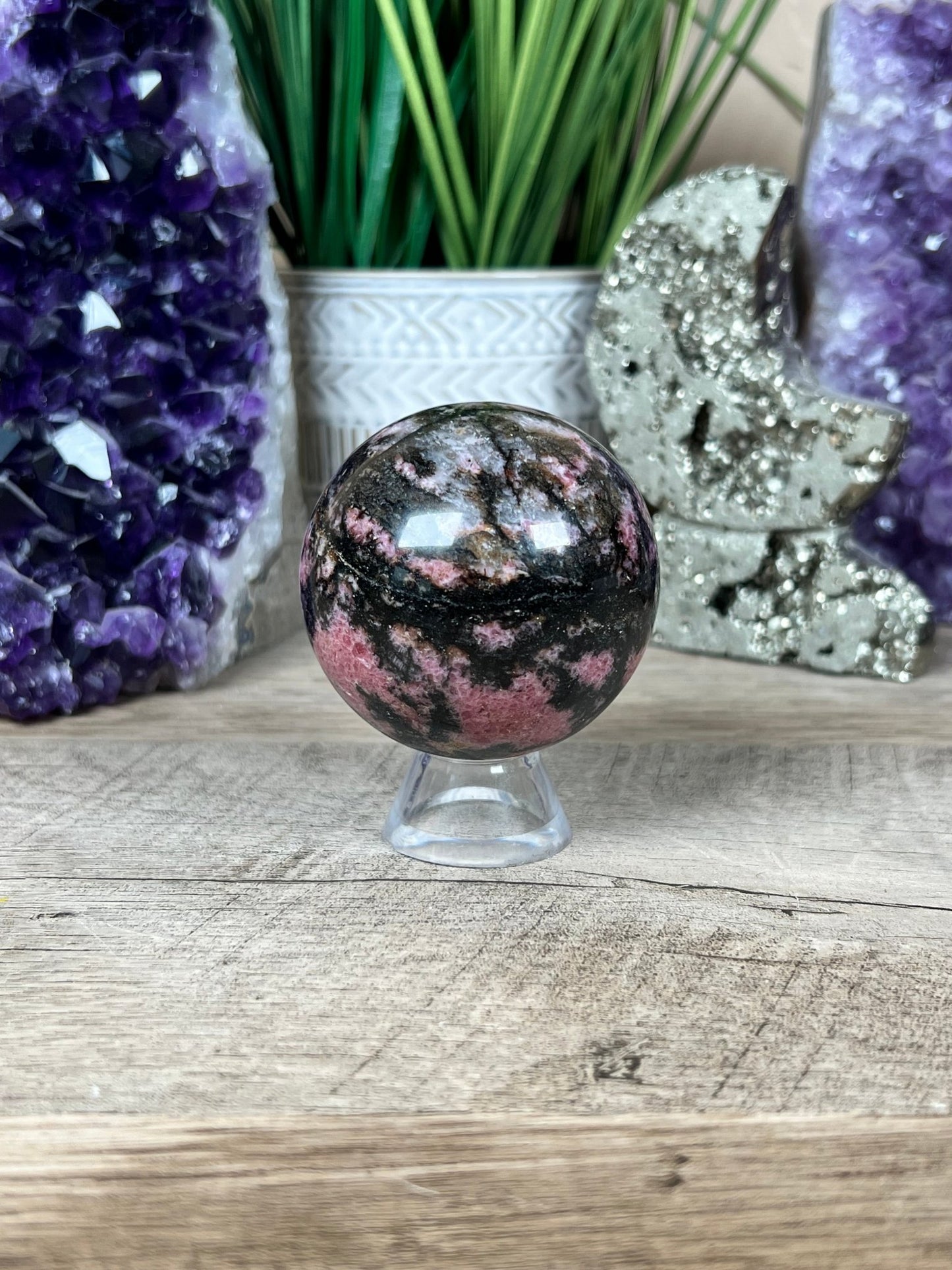 Rhodonite Sphere 58mm (2.2 inches) - Purple Door Alchemy