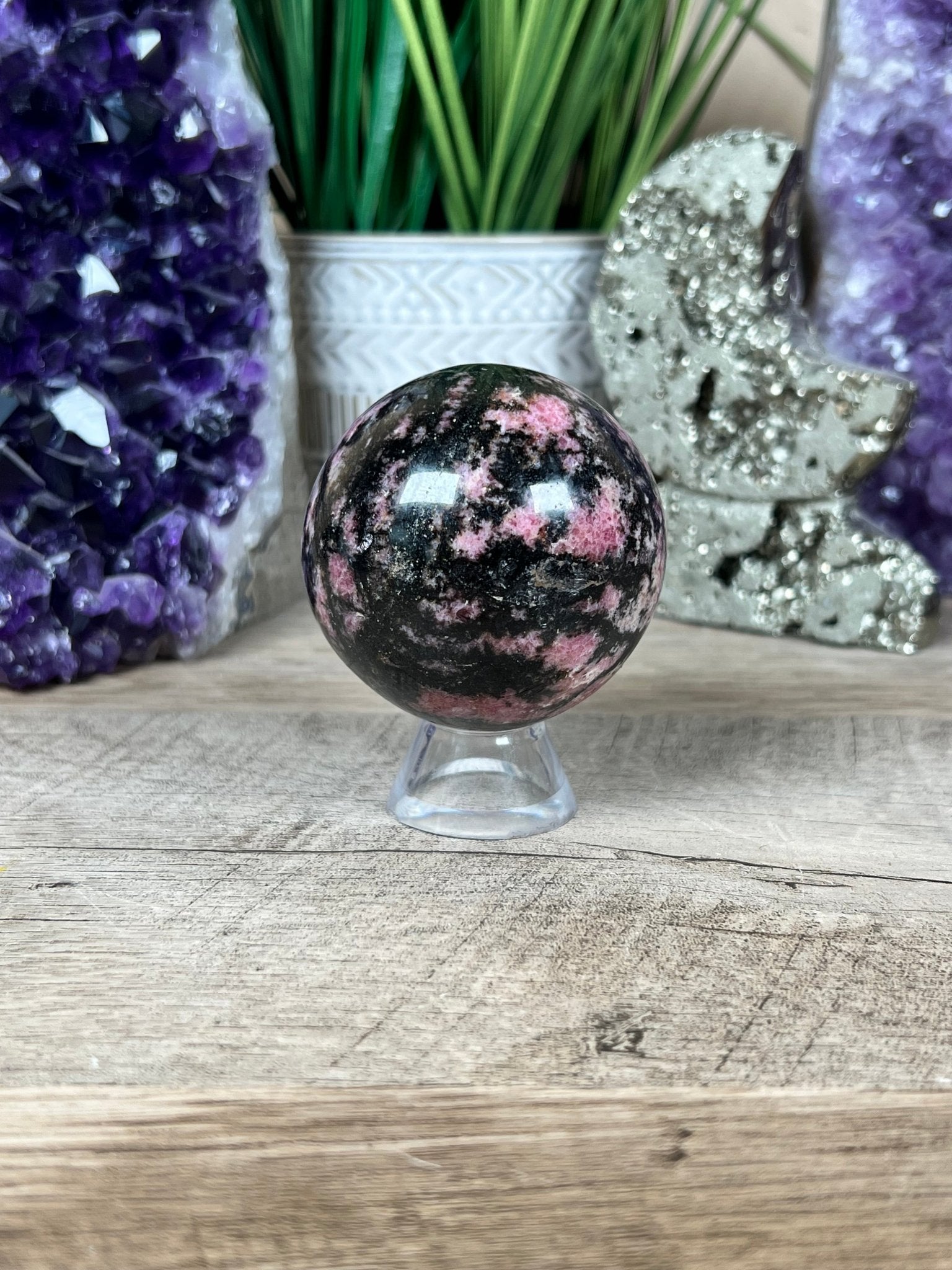 Rhodonite Sphere 58mm (2.2 inches) - Purple Door Alchemy