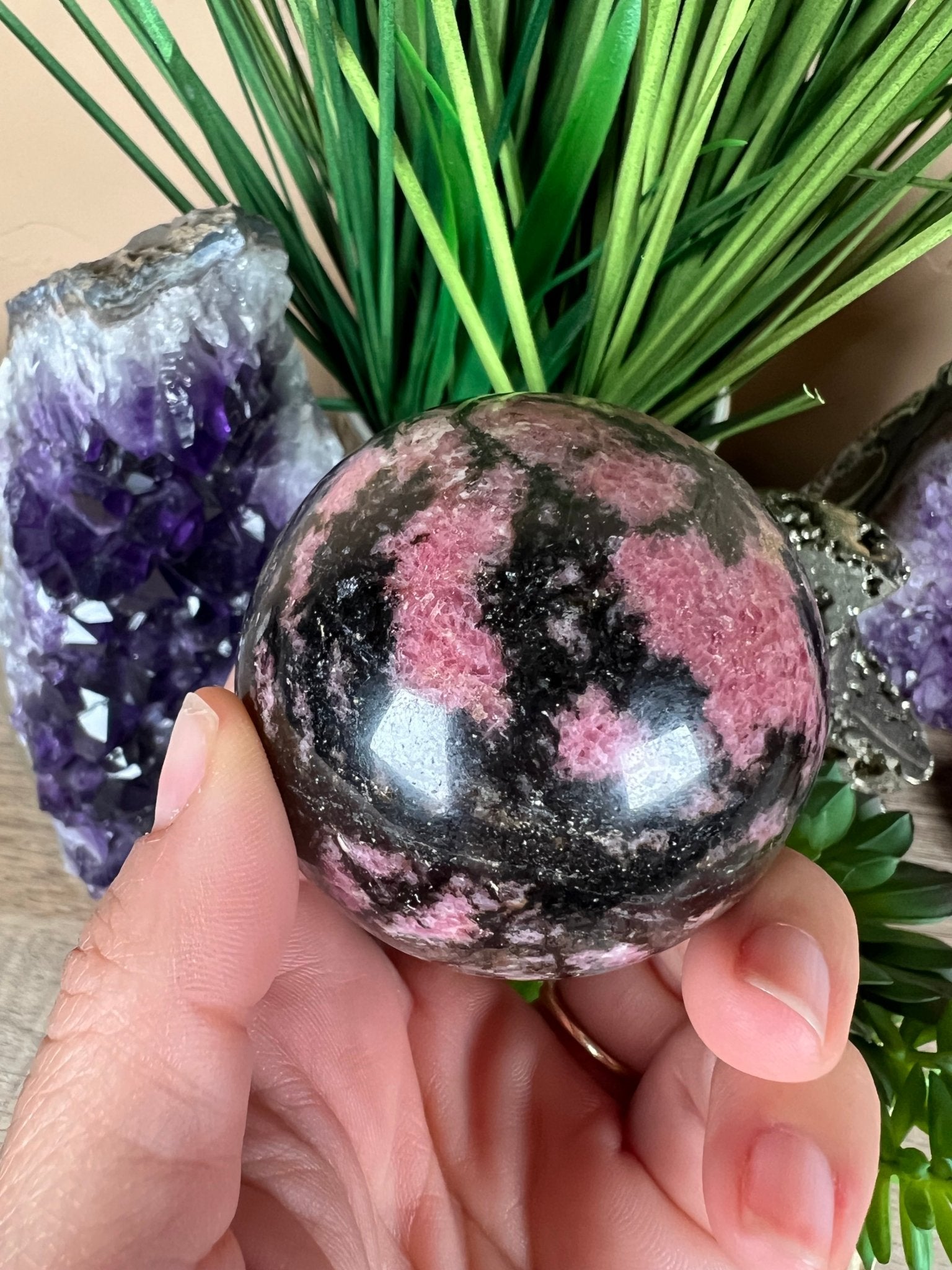 Rhodonite Sphere 58mm (2.2 inches) - Purple Door Alchemy