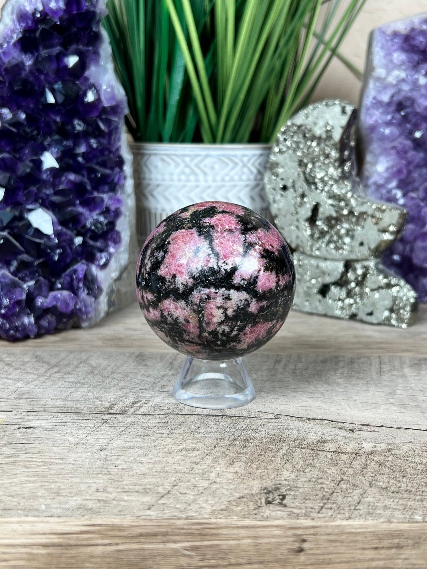 Rhodonite Sphere 58mm (2.2 inches) - Purple Door Alchemy
