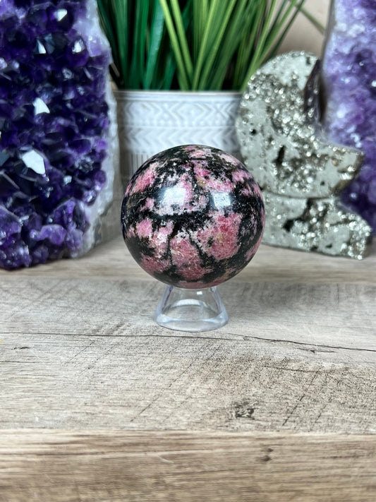 Rhodonite Sphere 58mm (2.2 inches) - Purple Door Alchemy