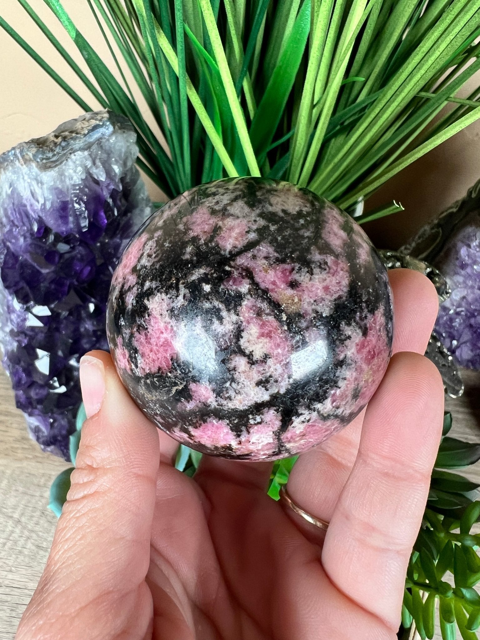 Rhodonite Sphere 58mm (2.2 inches) - Purple Door Alchemy