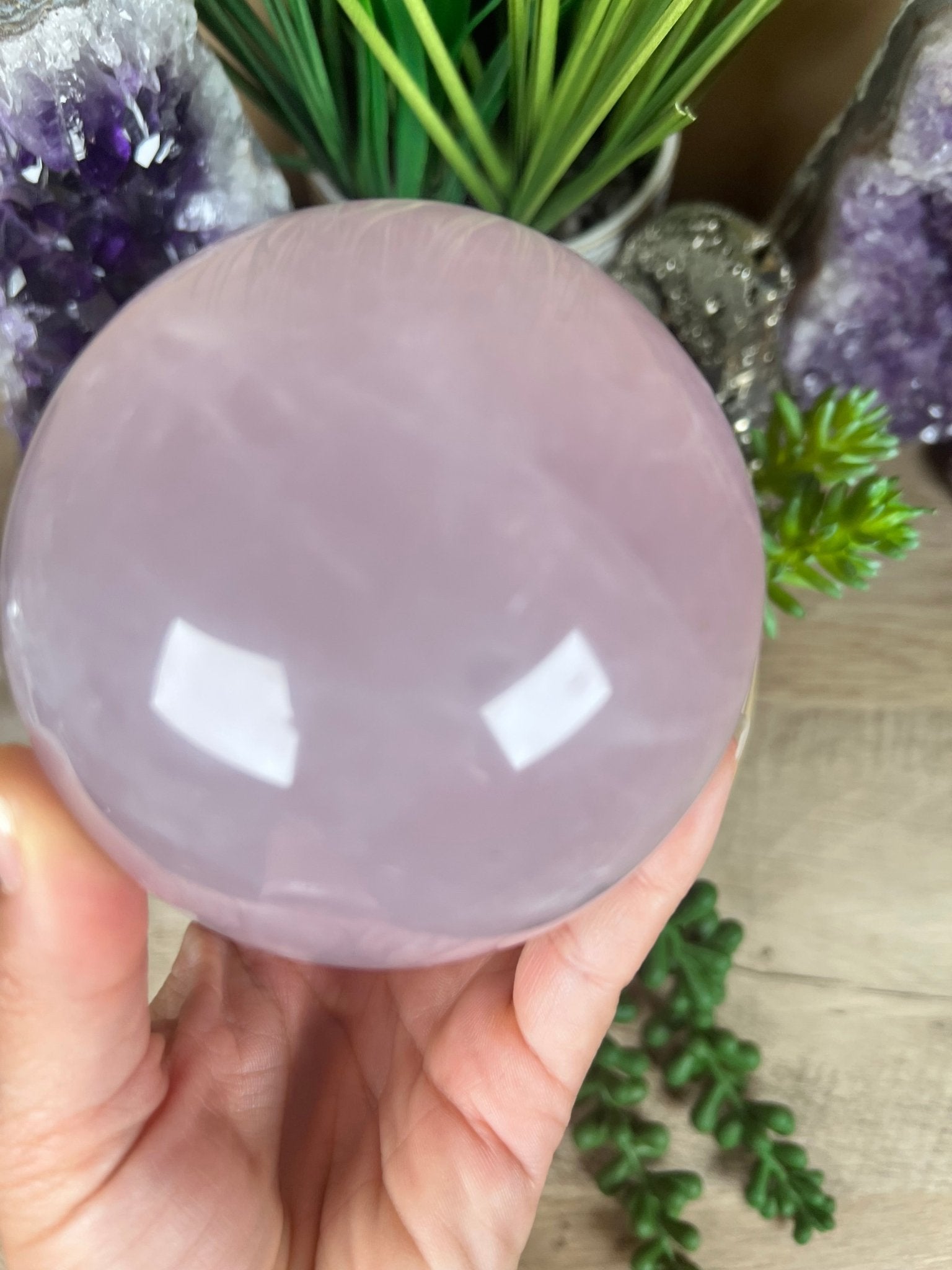 Rose Quartz Sphere 89mm - Purple Door Alchemy