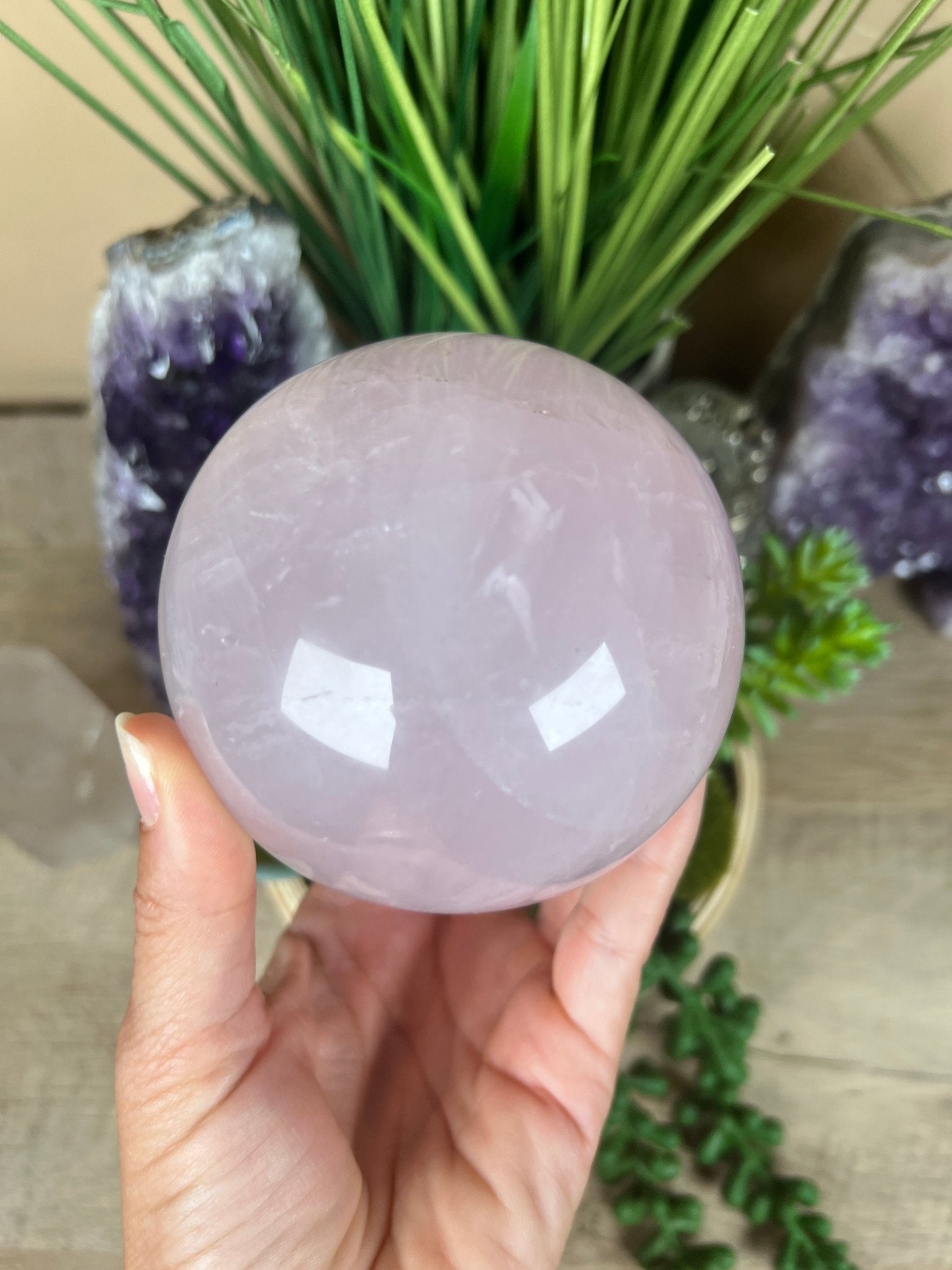Rose Quartz Sphere 89mm - Purple Door Alchemy
