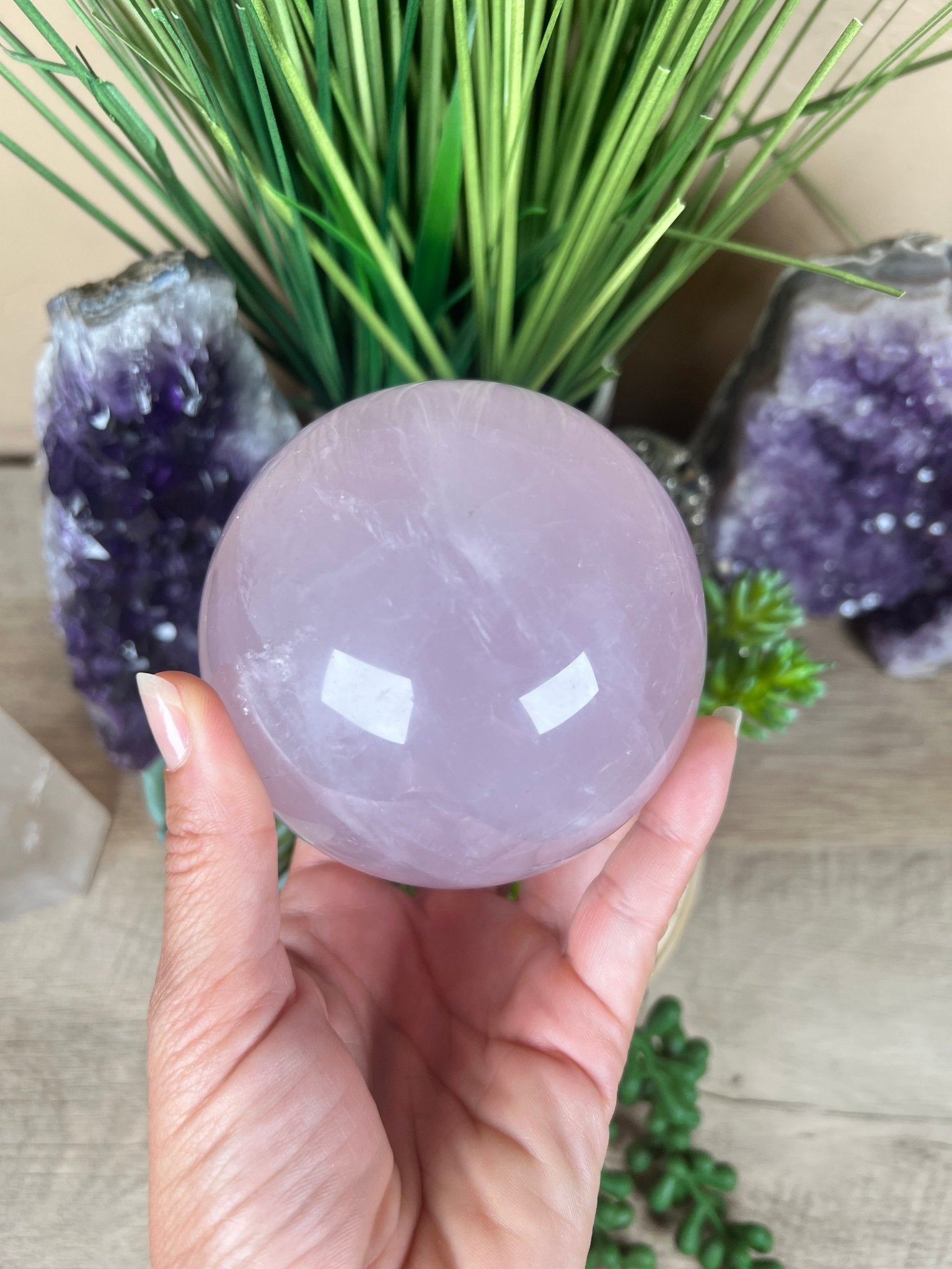 Rose Quartz Sphere 89mm - Purple Door Alchemy