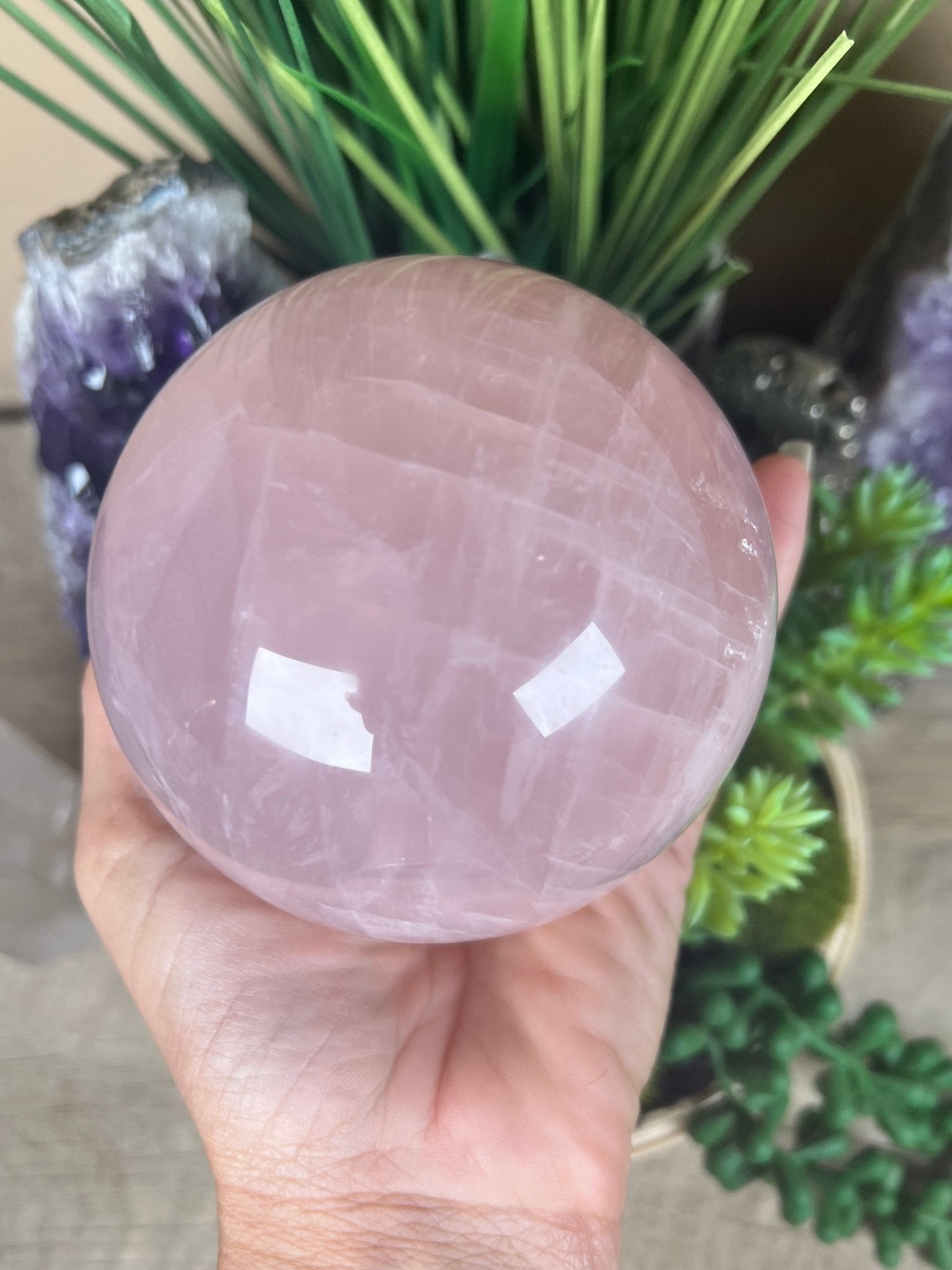Rose Quartz Sphere 93mm - Purple Door Alchemy