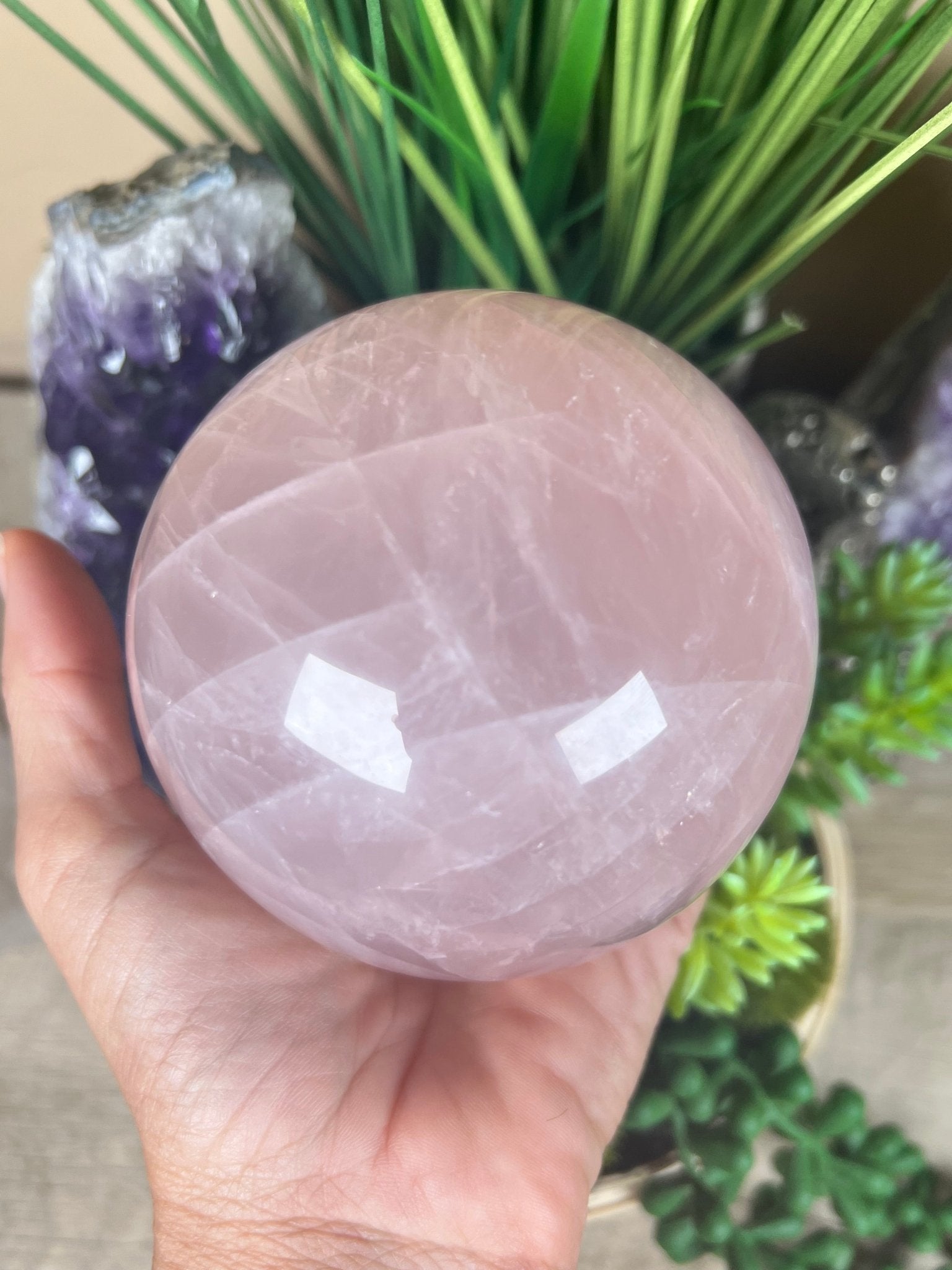 Rose Quartz Sphere 93mm - Purple Door Alchemy