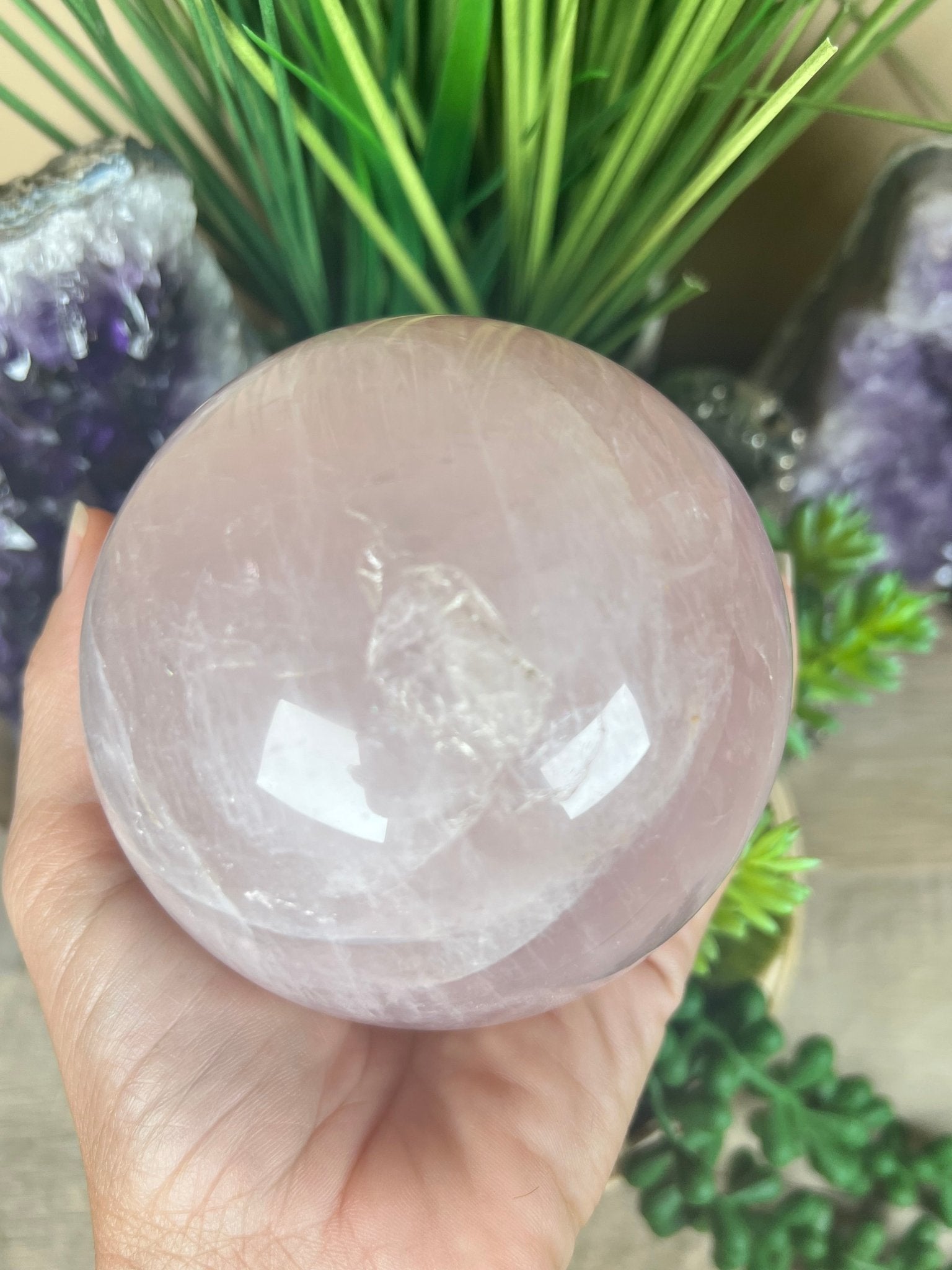 Rose Quartz Sphere 93mm - Purple Door Alchemy