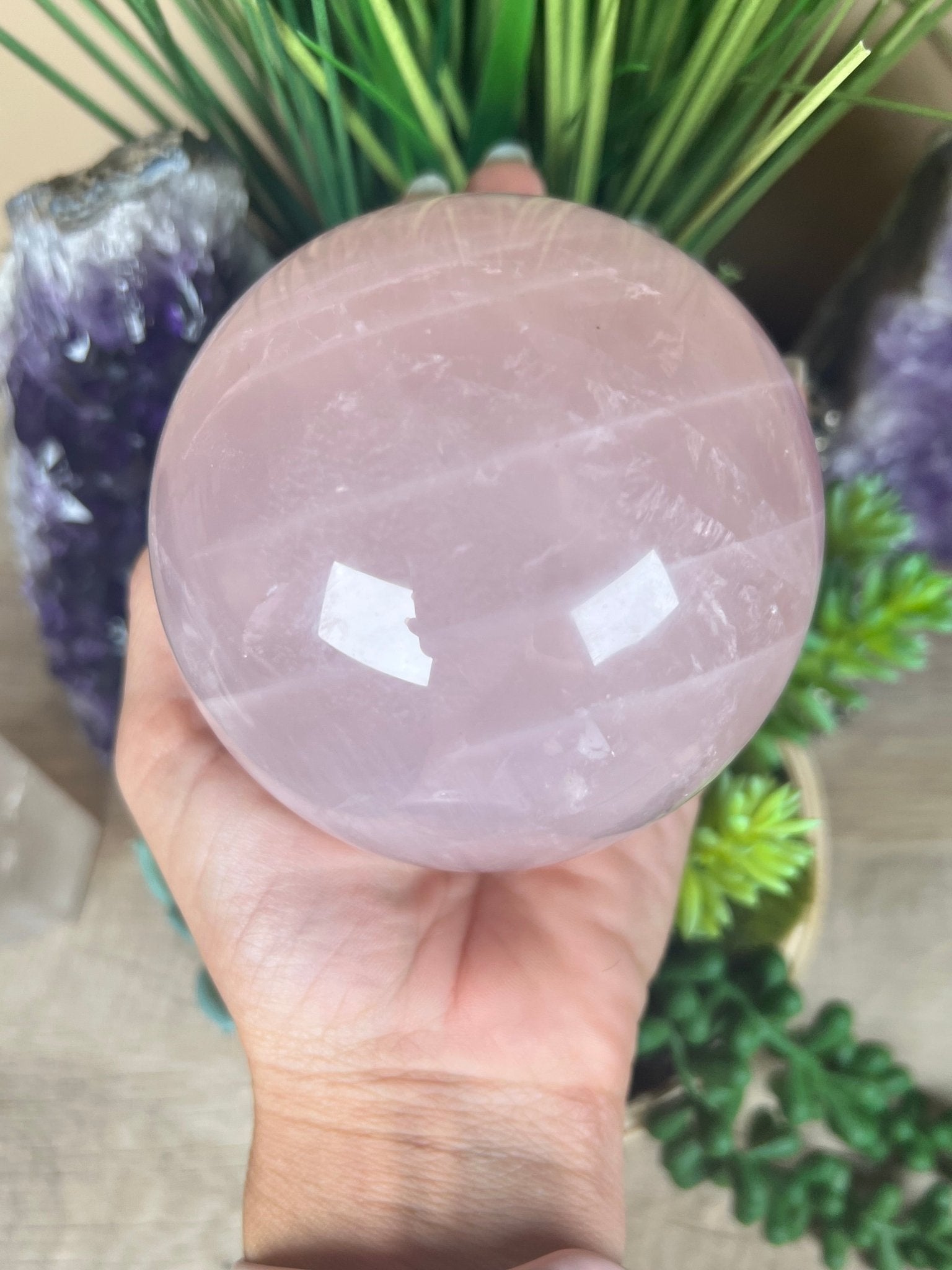 Rose Quartz Sphere 93mm - Purple Door Alchemy