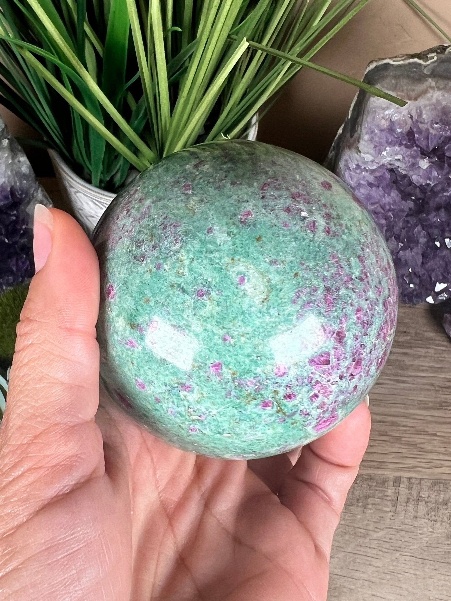 Ruby in Fuchsite Sphere 73mm, 2.9in - Purple Door Alchemy