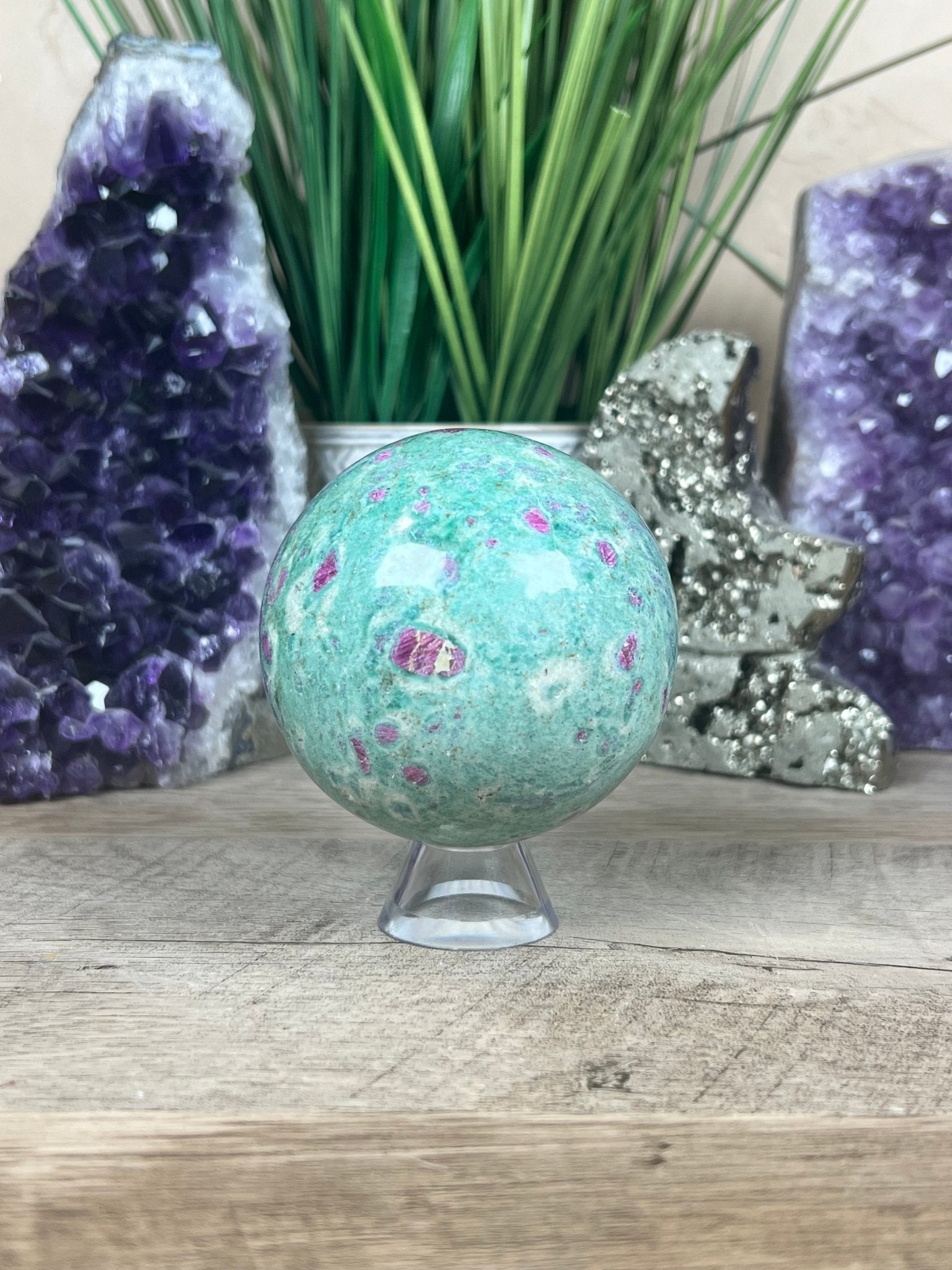 Ruby in Fuchsite Sphere 73mm, 2.9in - Purple Door Alchemy