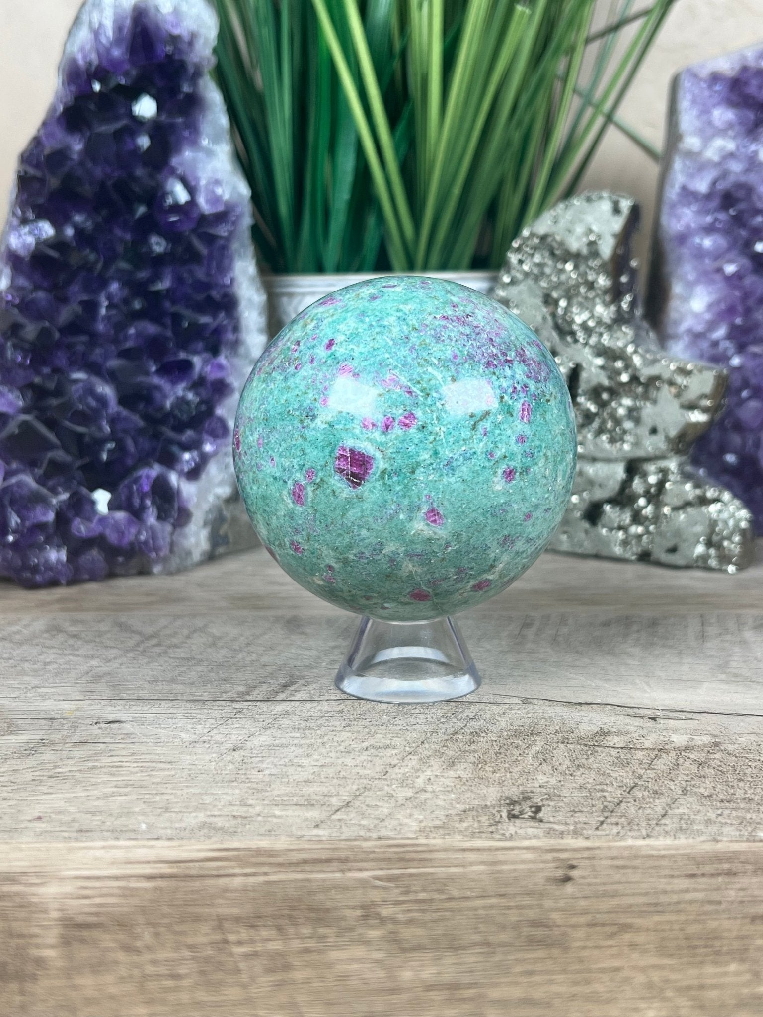 Ruby in Fuchsite Sphere 73mm, 2.9in - Purple Door Alchemy