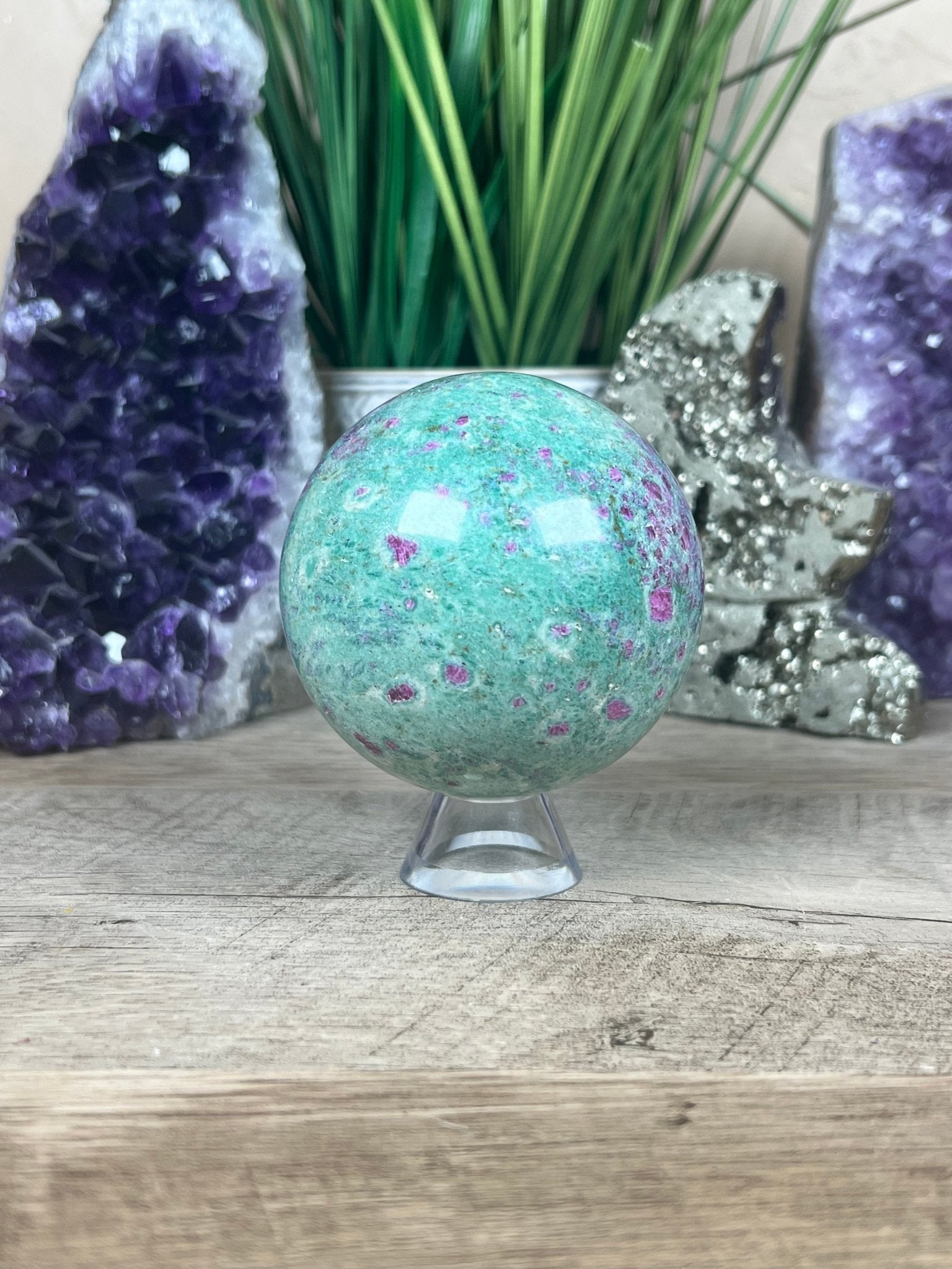 Ruby in Fuchsite Sphere 73mm, 2.9in - Purple Door Alchemy