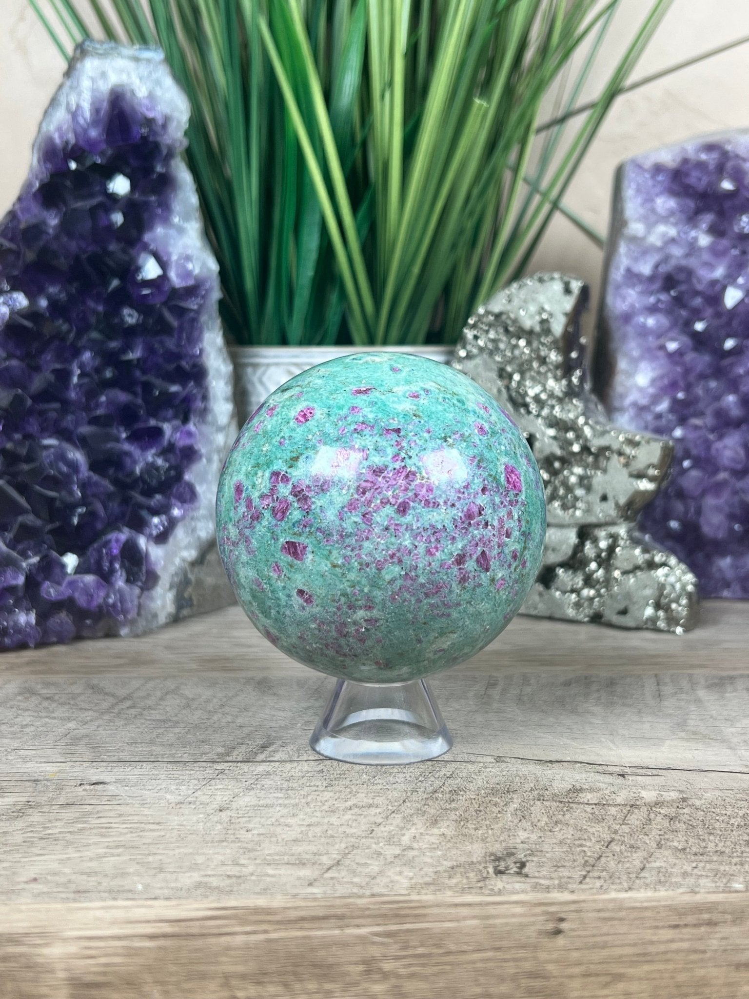 Ruby in Fuchsite Sphere 73mm, 2.9in - Purple Door Alchemy