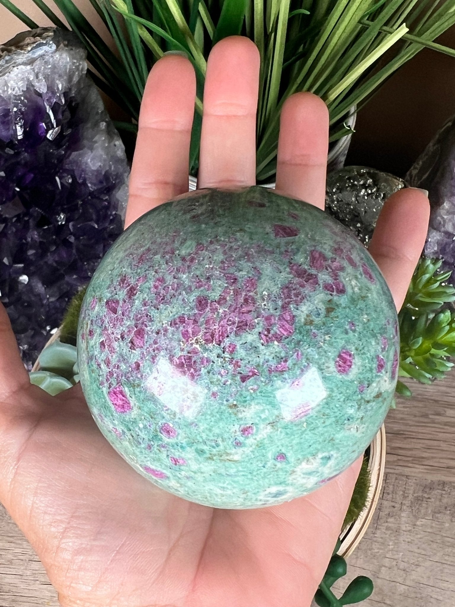 Ruby in Fuchsite Sphere 73mm, 2.9in - Purple Door Alchemy