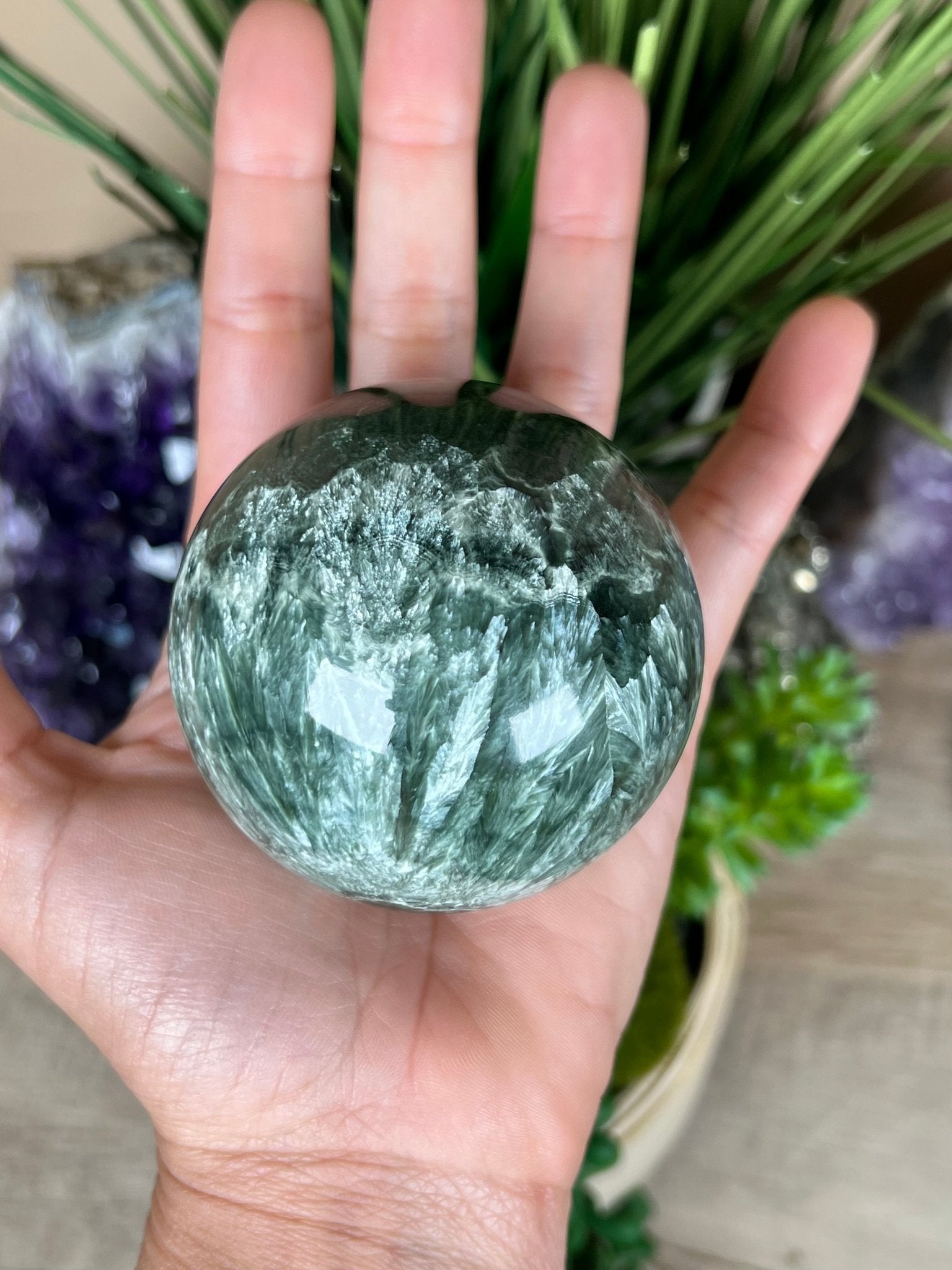 Seraphinite Sphere 65mm (2.57") - Purple Door Alchemy