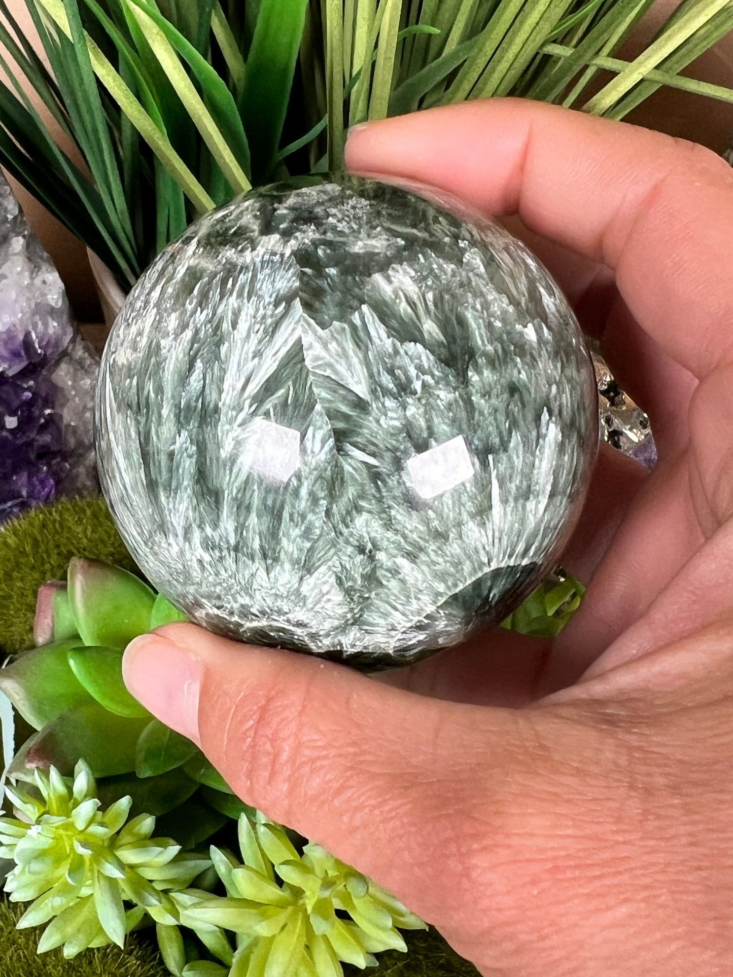 Seraphinite Sphere 65mm (2.57") - Purple Door Alchemy
