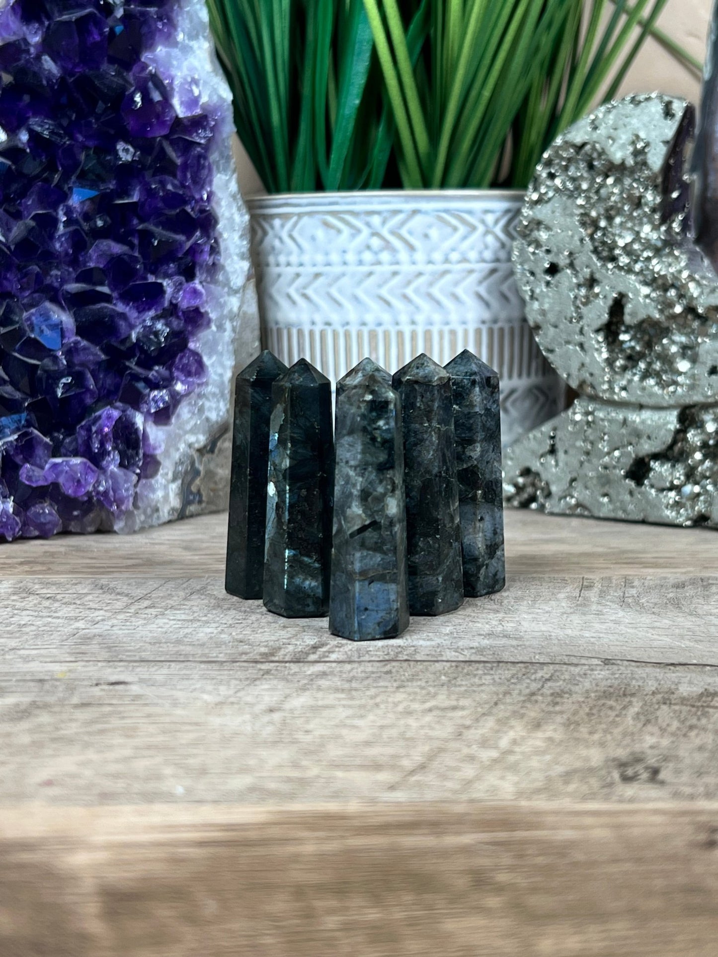 Small Larvikite Tower - Purple Door Alchemy