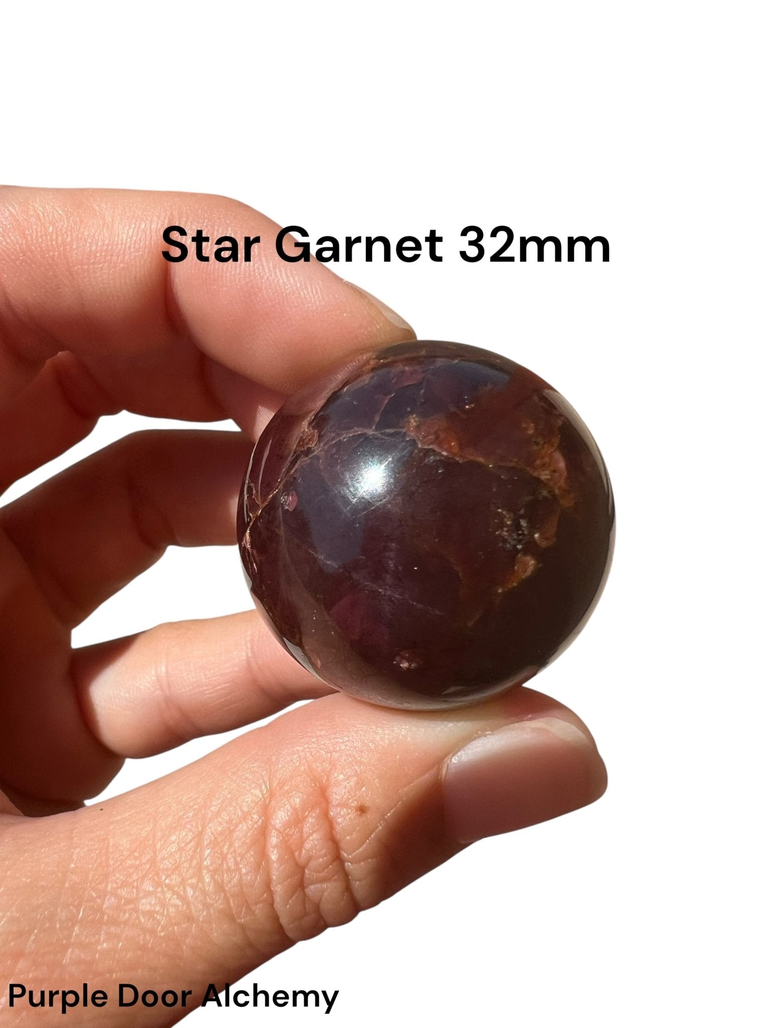 Star Garnet Sphere 32mm, 1.25 in - Purple Door Alchemy