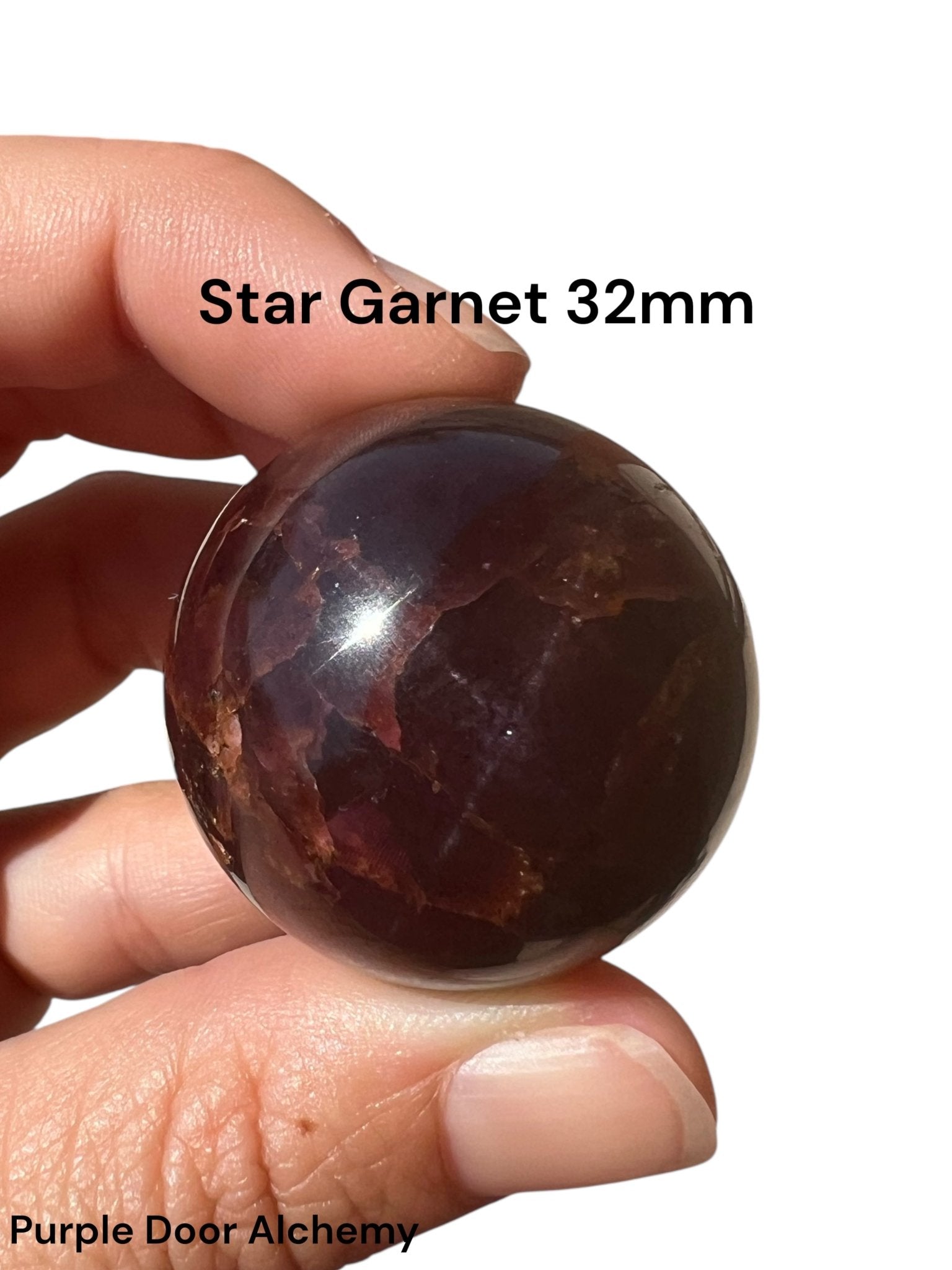 Star Garnet Sphere 32mm, 1.25 in - Purple Door Alchemy