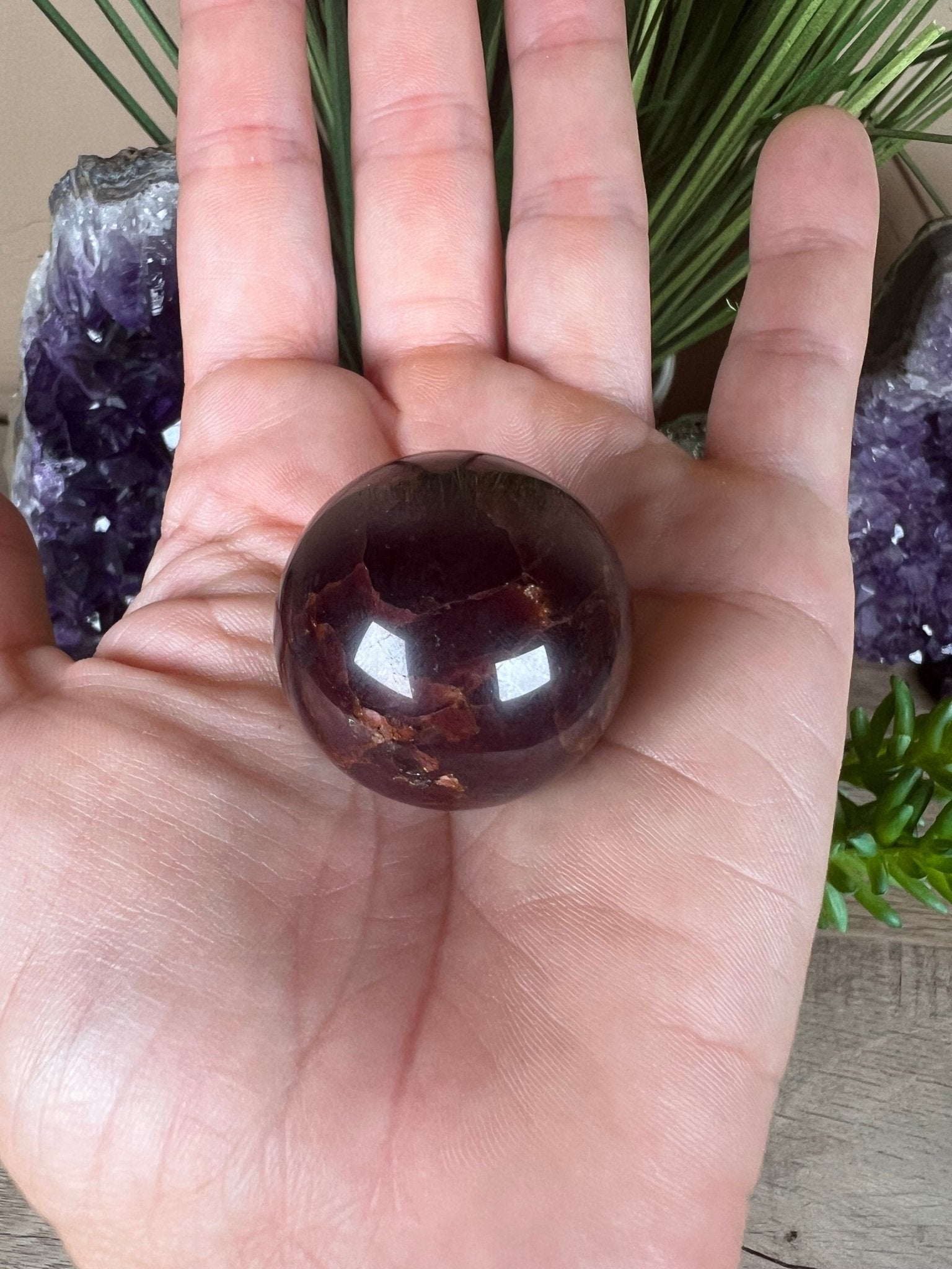 Star Garnet Sphere 32mm, 1.25 in - Purple Door Alchemy
