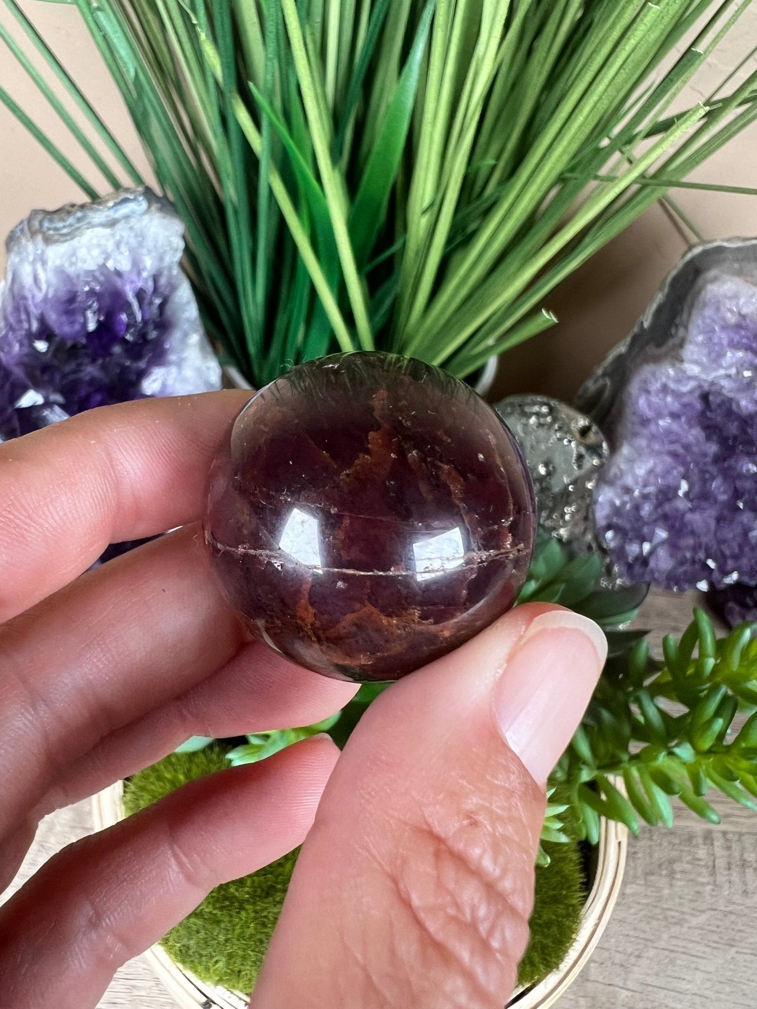 Star Garnet Sphere 32mm, 1.25 in - Purple Door Alchemy