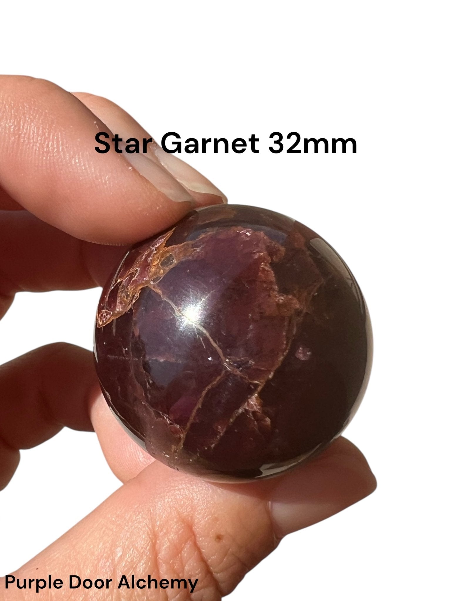 Star Garnet Sphere 32mm, 1.25 in - Purple Door Alchemy