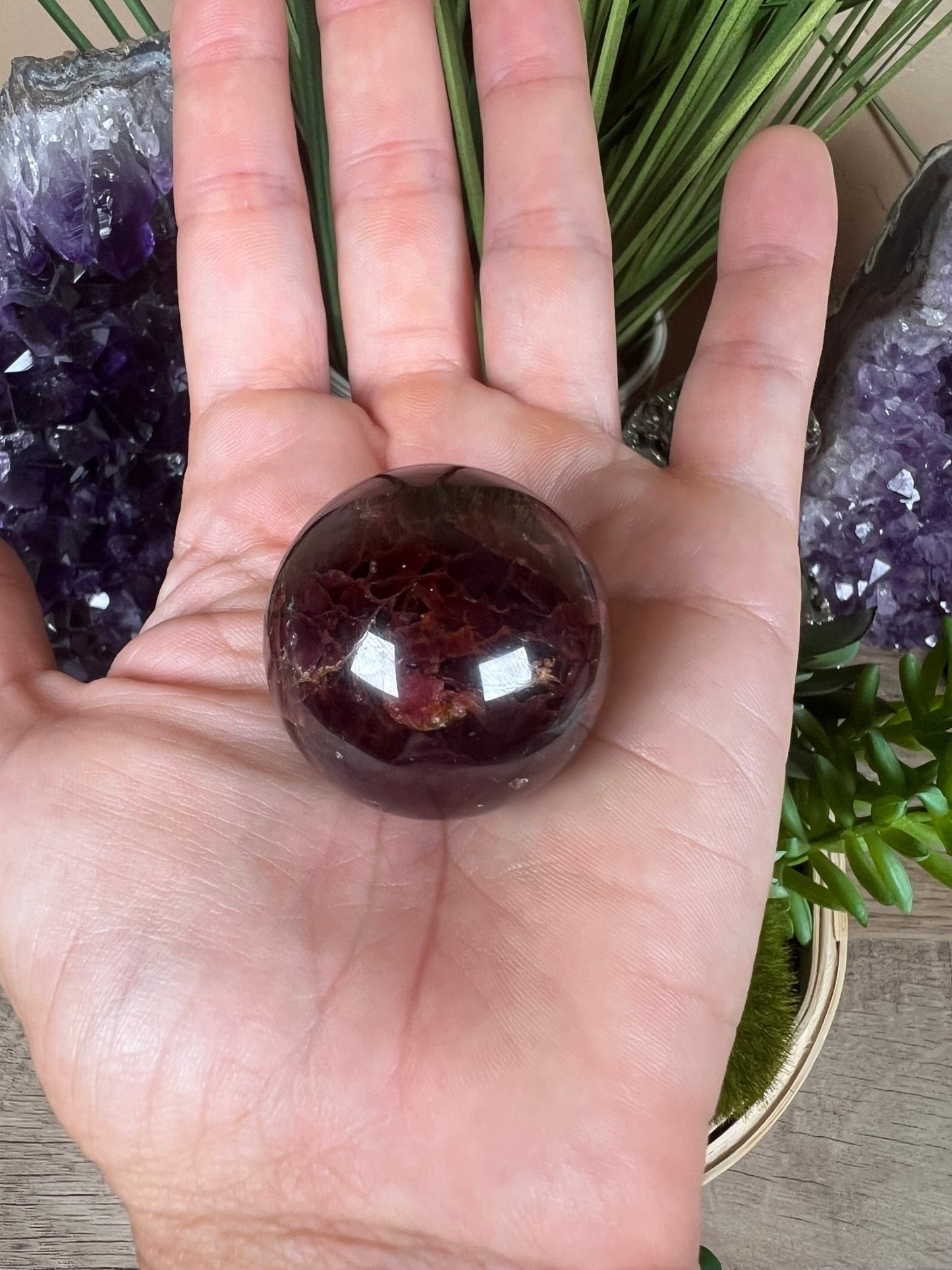 Star Garnet Sphere 34mm, 1.33 in - Purple Door Alchemy