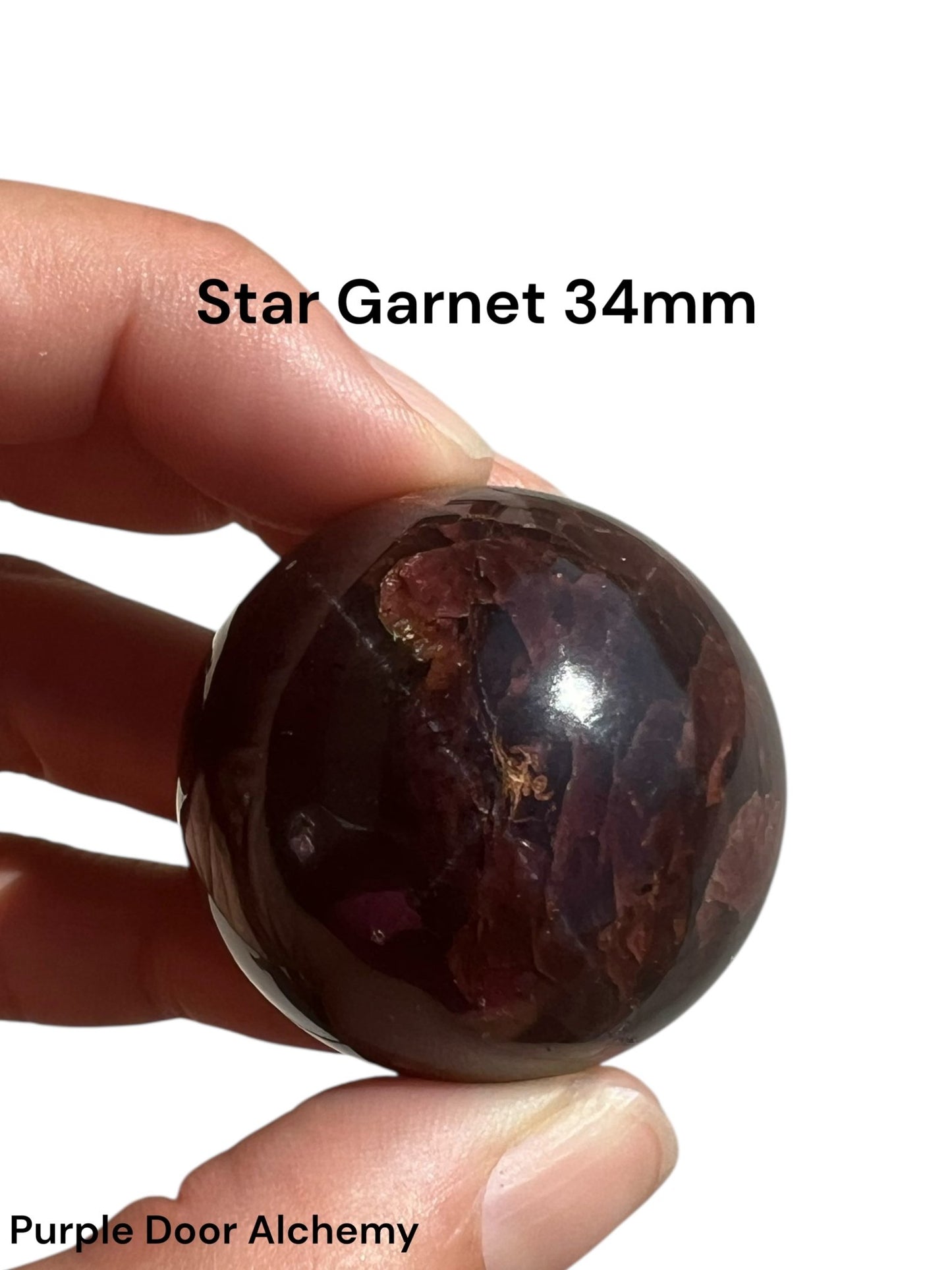 Star Garnet Sphere 34mm, 1.33 in - Purple Door Alchemy
