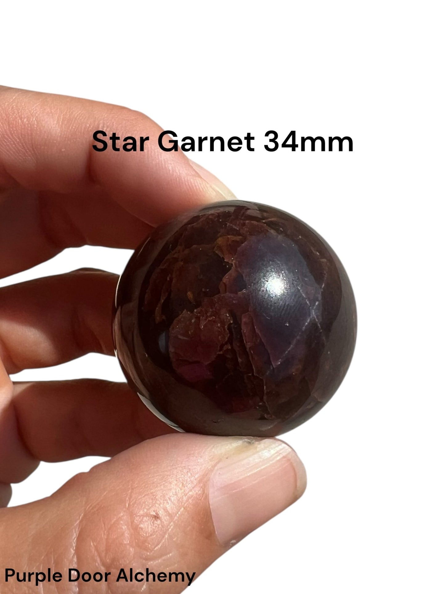 Star Garnet Sphere 34mm, 1.33 in - Purple Door Alchemy