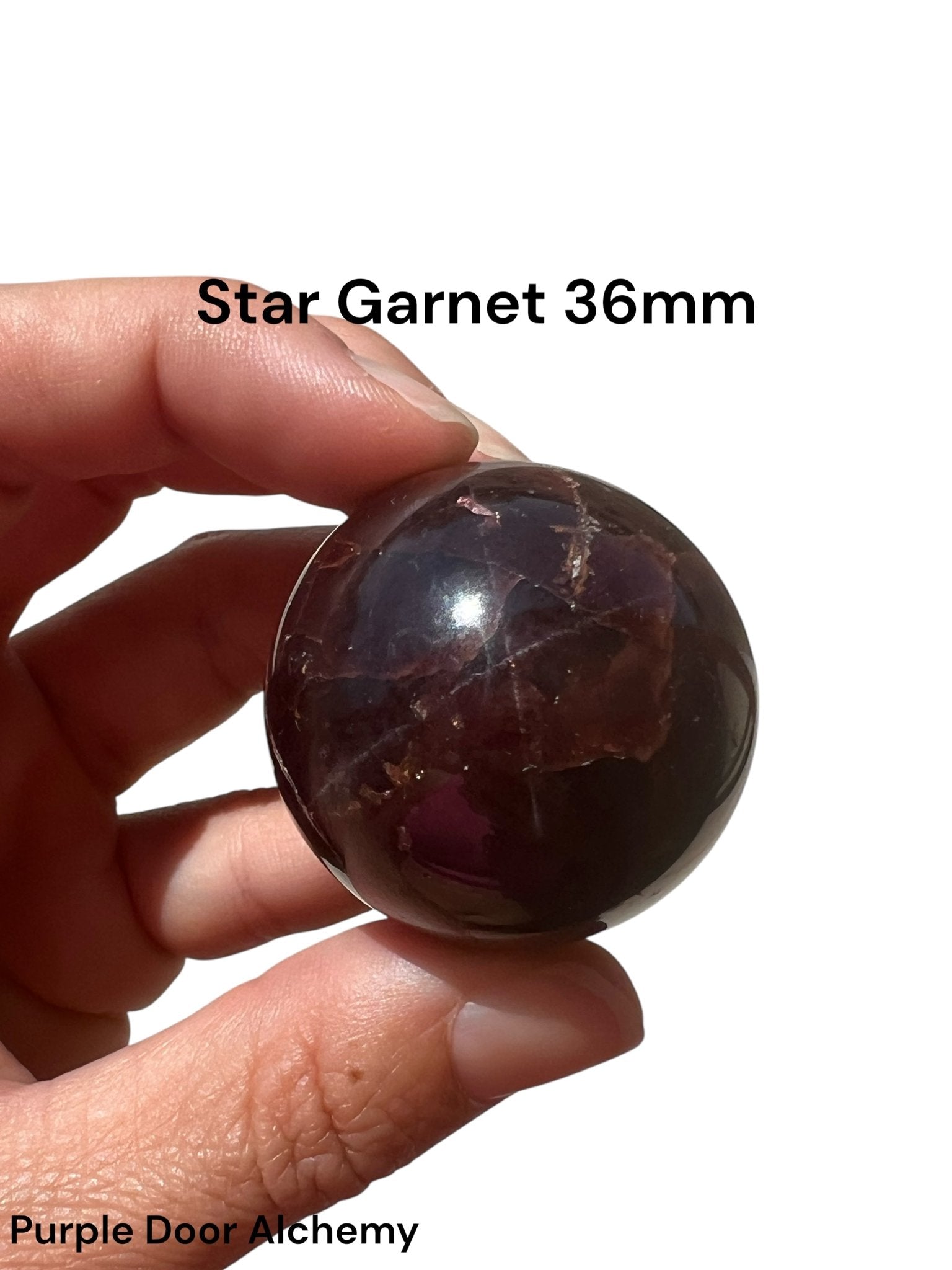 Star Garnet Sphere 36mm, 1.42 in - Purple Door Alchemy