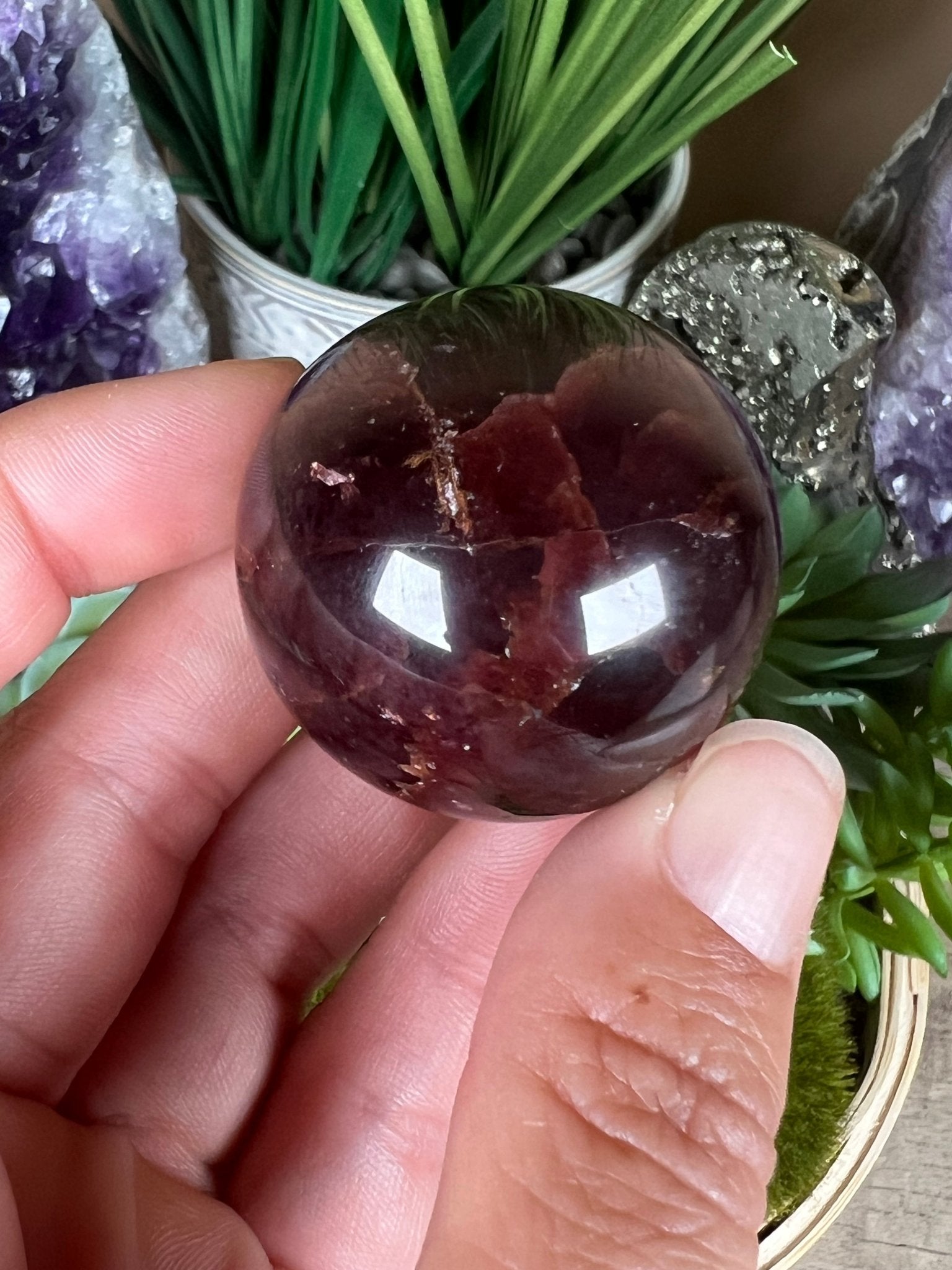 Star Garnet Sphere 36mm, 1.42 in - Purple Door Alchemy